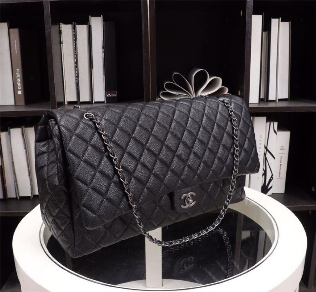 [TOP] CHANEL Classic Flap Travel Bag Caviar XXL 45cm – Black & SHW