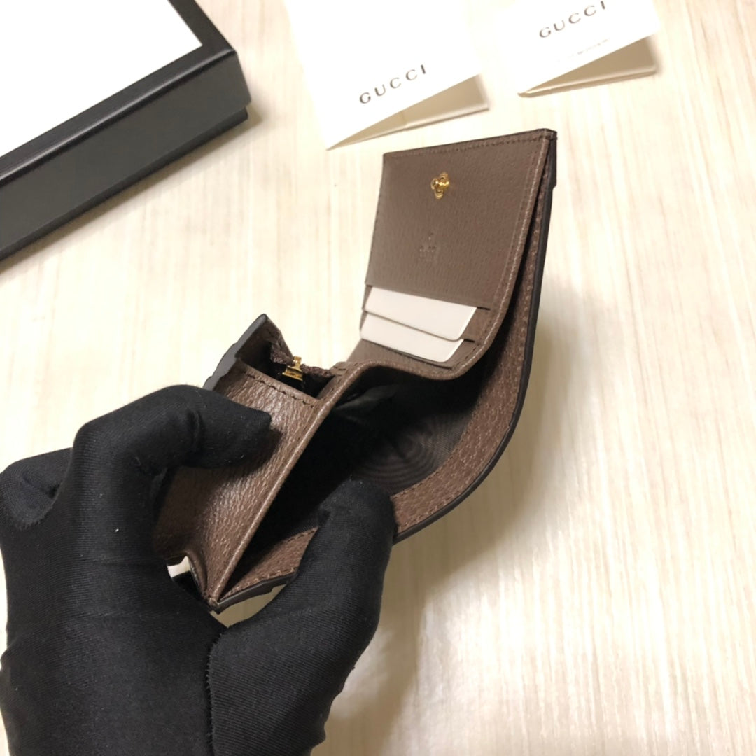 [TOP] GUCCI Ophidia Card Case Wallet - Brown