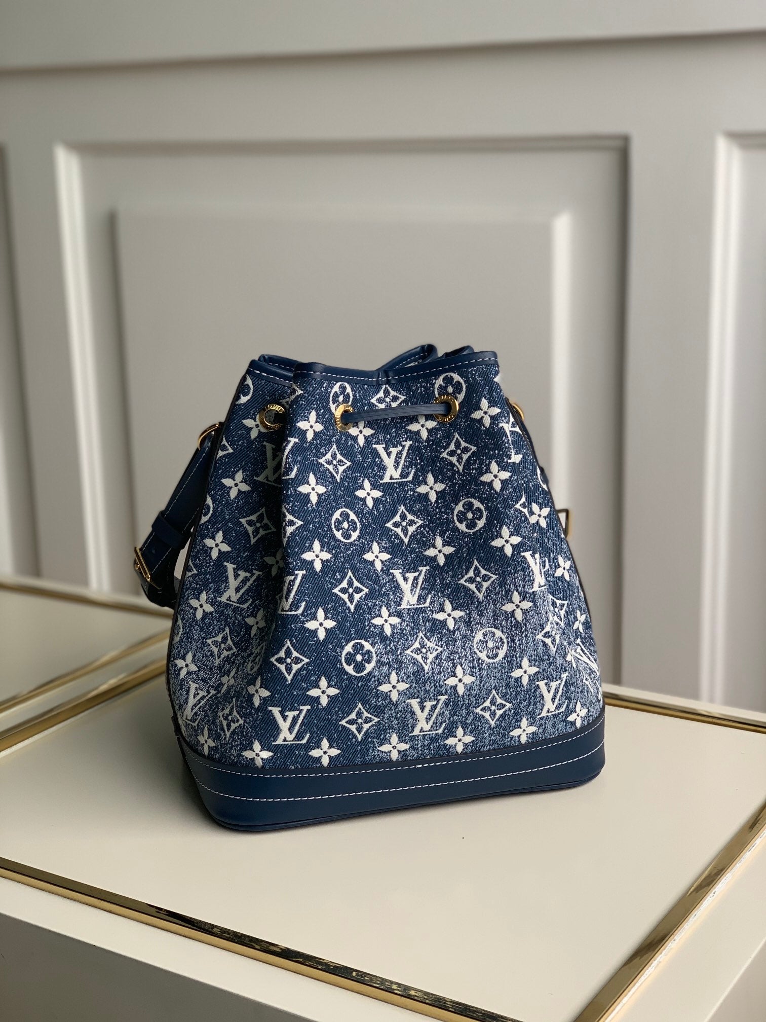[TOP] Louis Vuitton LV Noe Monogram Denim Bag 25×28.5×20cm - Blue