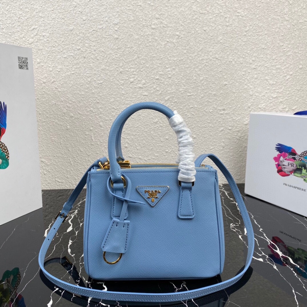 [TOP] PRADA Galleria Mini Saffiano Bag 20x15x9.5cm - Blue