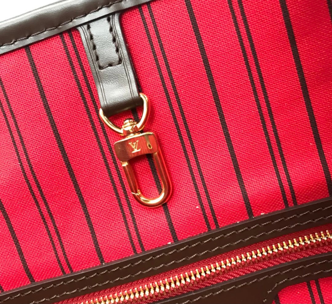 [TOP] Louis Vuitton LV LV Damier Ebene Neverfull GM - Red
