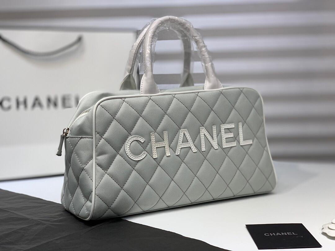 [TOP] CHANEL Canvas Boston Bag - Grey