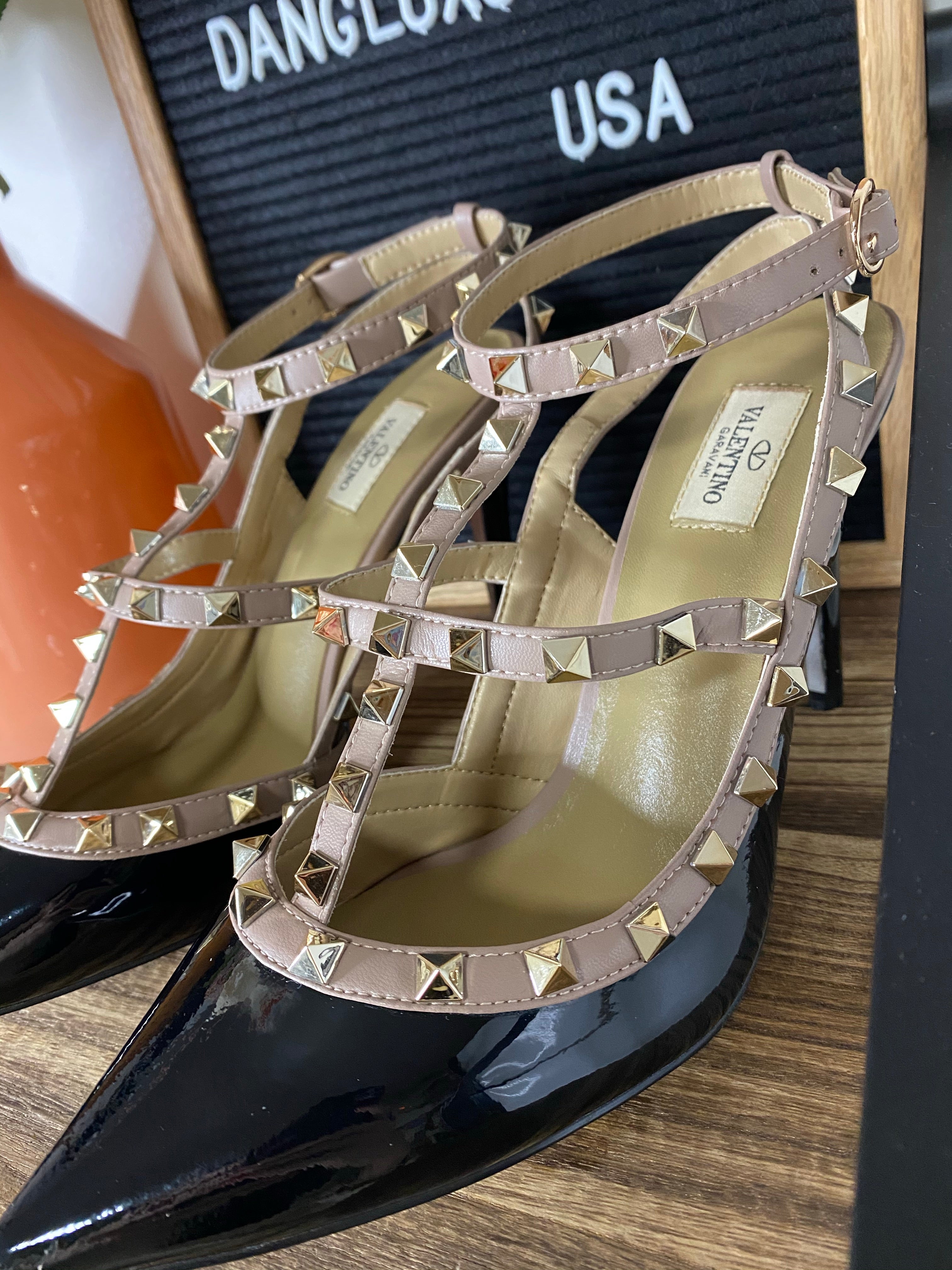 [TOP] VALENTINO  R0ckstud Slingback 100mm Pump - BLACK