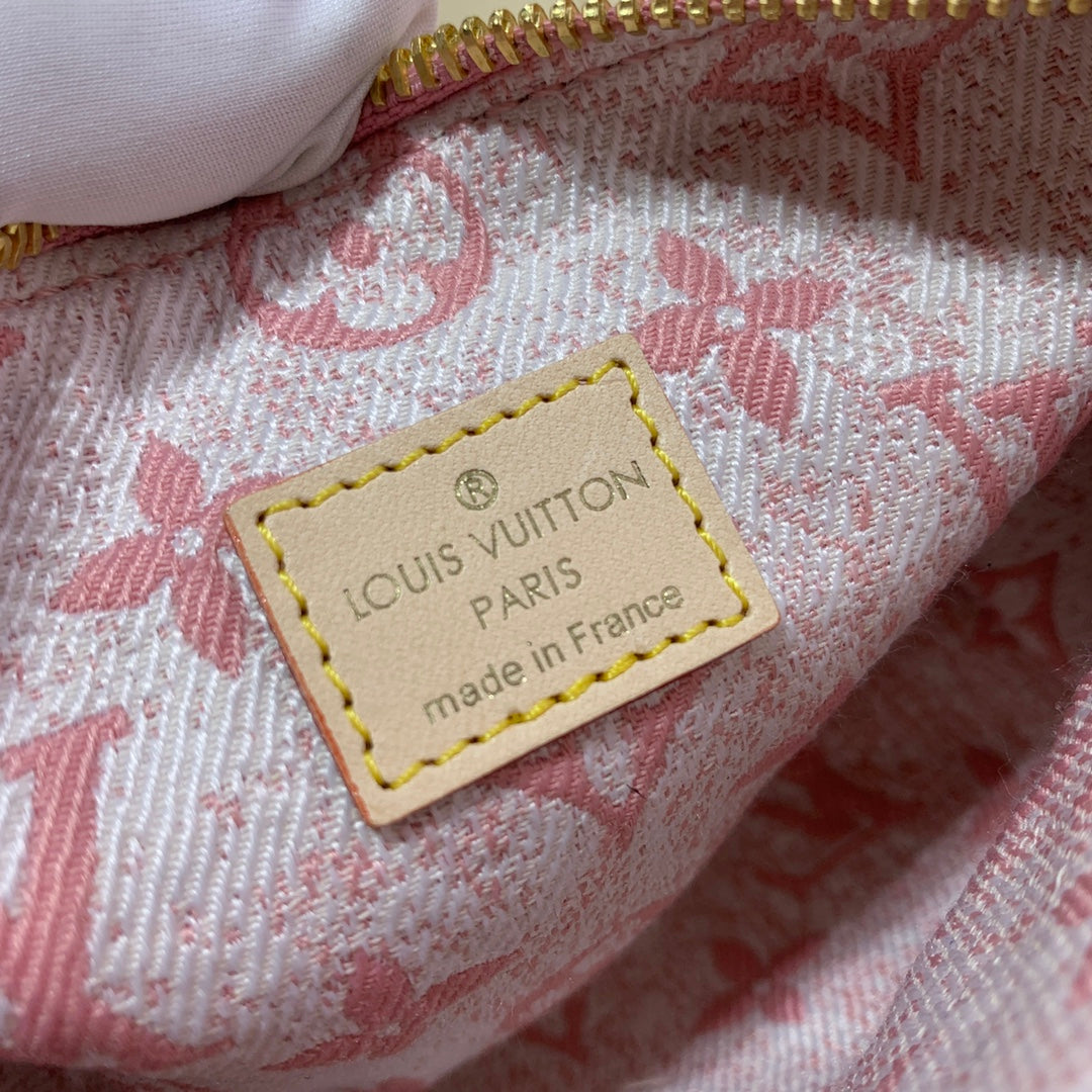 [TOP] Louis Vuitton LV  Denim Monogram Speedy 20 Bag 20x13.5x12cm  - Pink