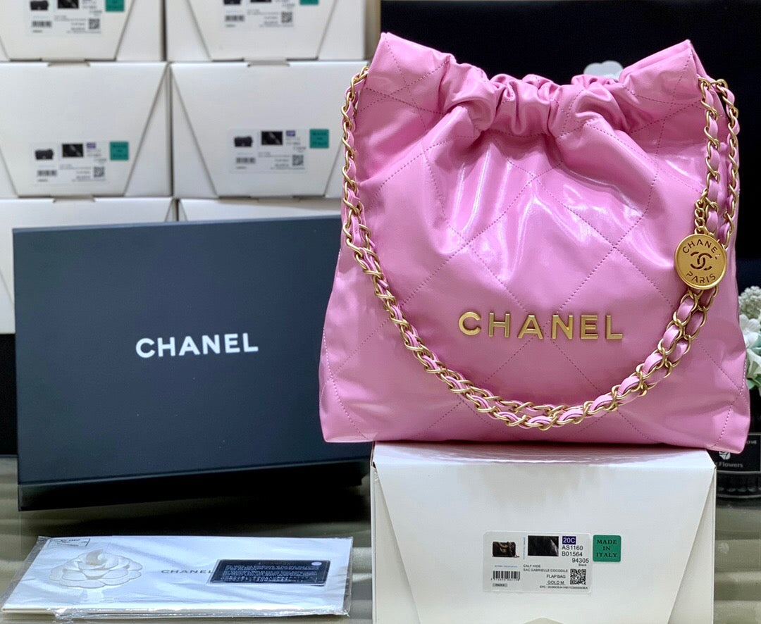 [TOP] CHANEL 22 Bag Small 35cm - Pink & GHW