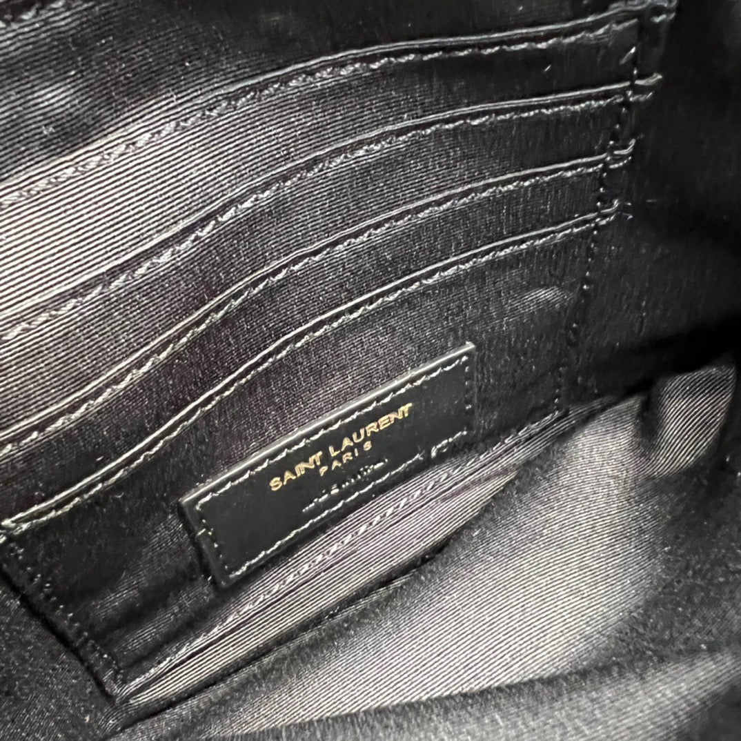 [TOP] Yves Saint Laurent YSL Beckly Double Zip Pouch Bag - Brown