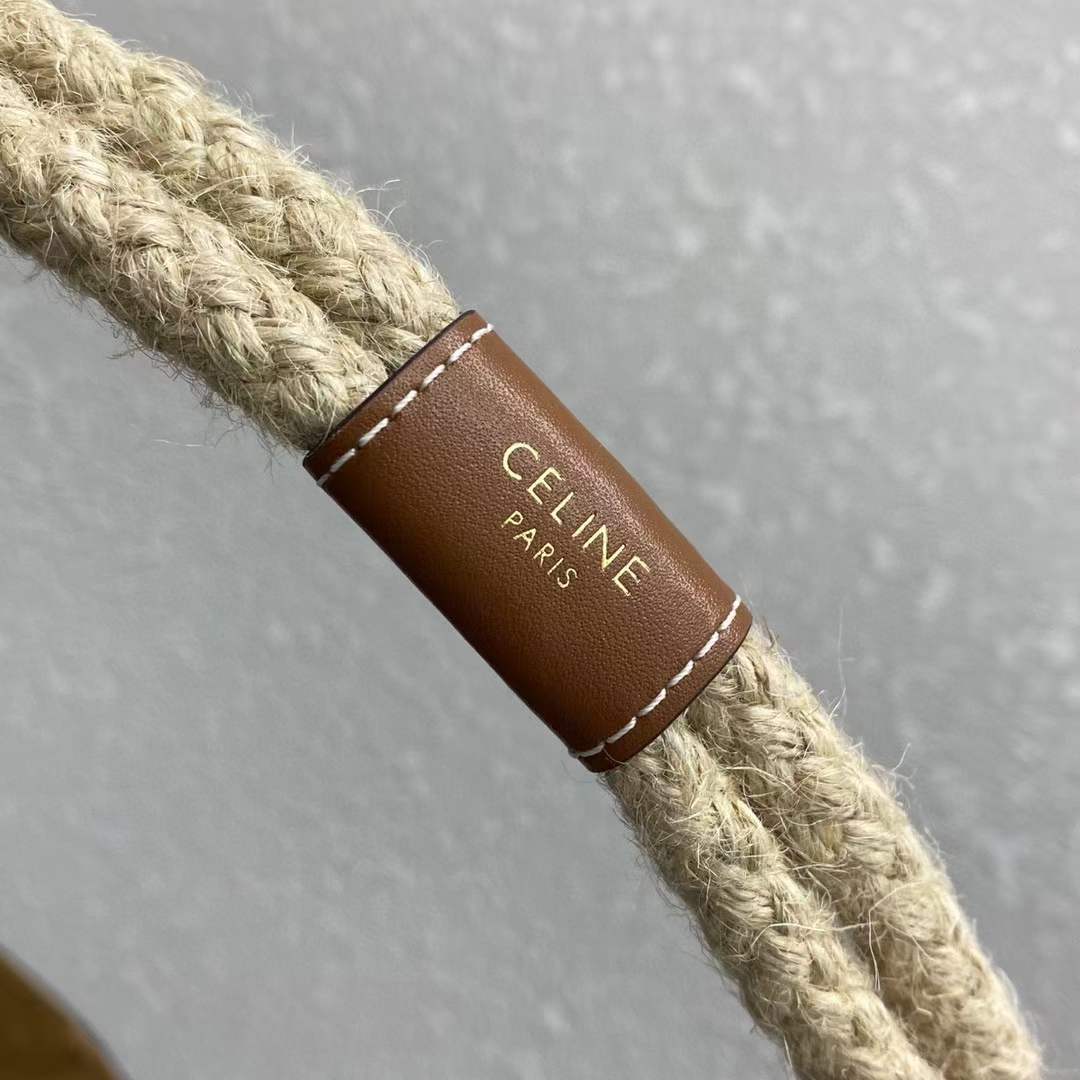 [TOP] CELINE Bucket Corde In Triomphe Canvas Print And Calfskin - Tan