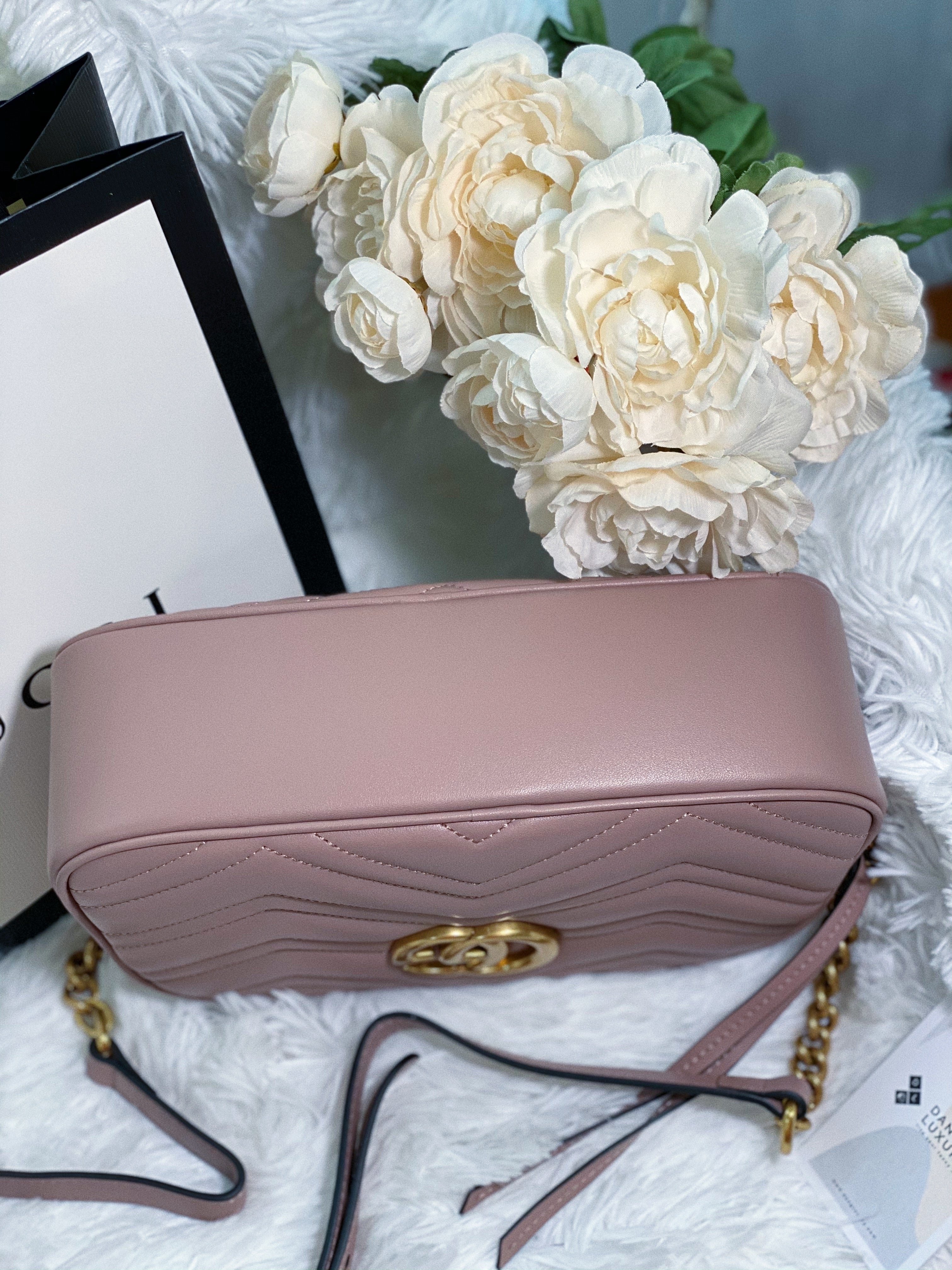 [TOP] GUCCI GG Marmont Bag Matelasse Small 26*15*7 - Dusty Pink