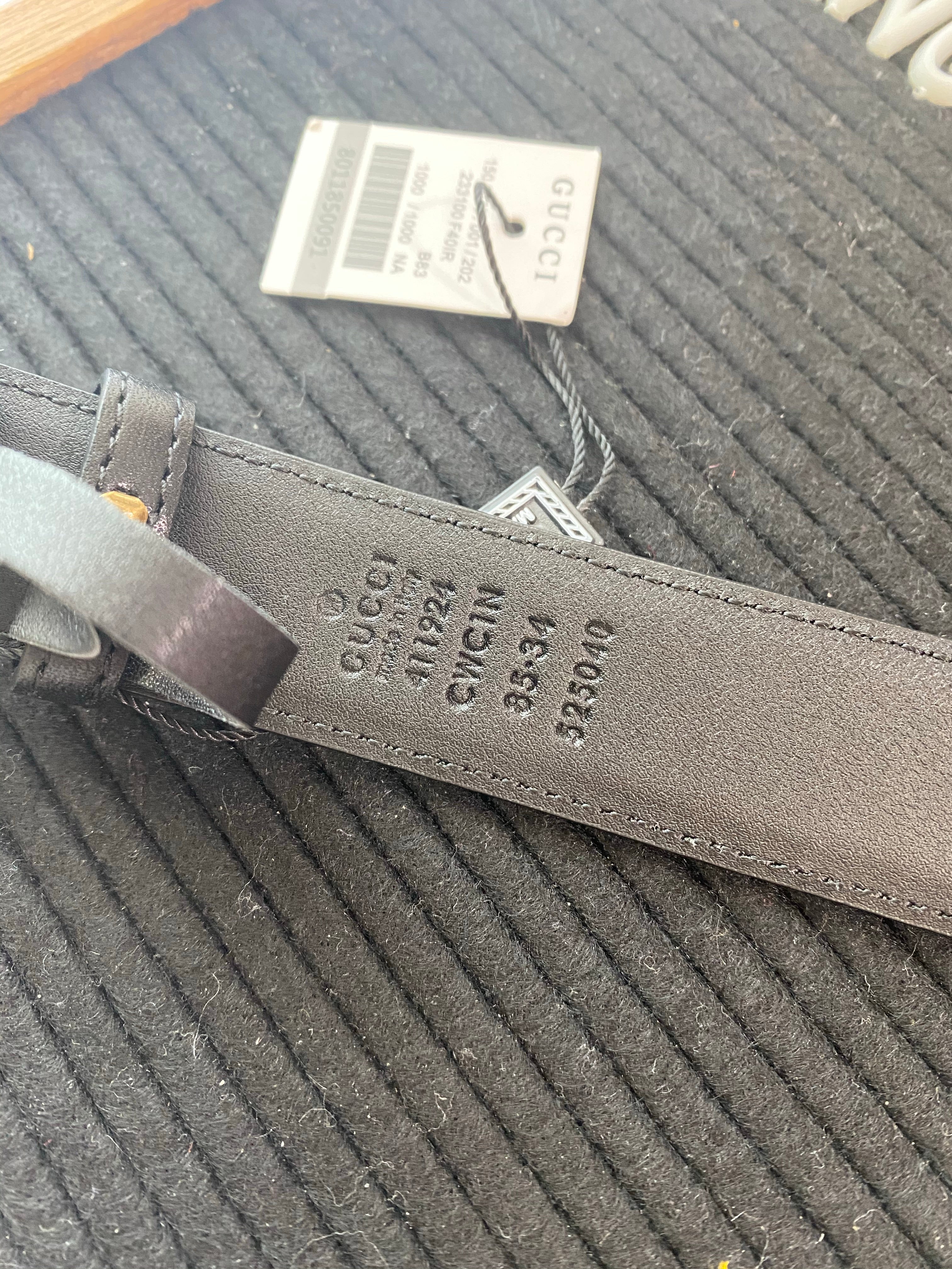 [TOP] GUCCI Embossed Belt 3.8cm - BLACK