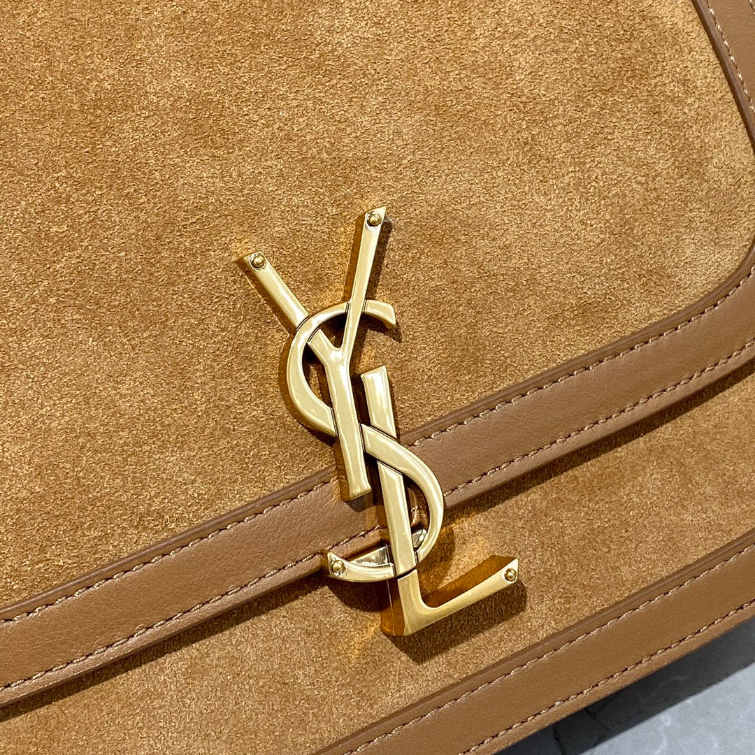 [TOP] Yves Saint Laurent YSL Solferino Small Suede Bag - Brown