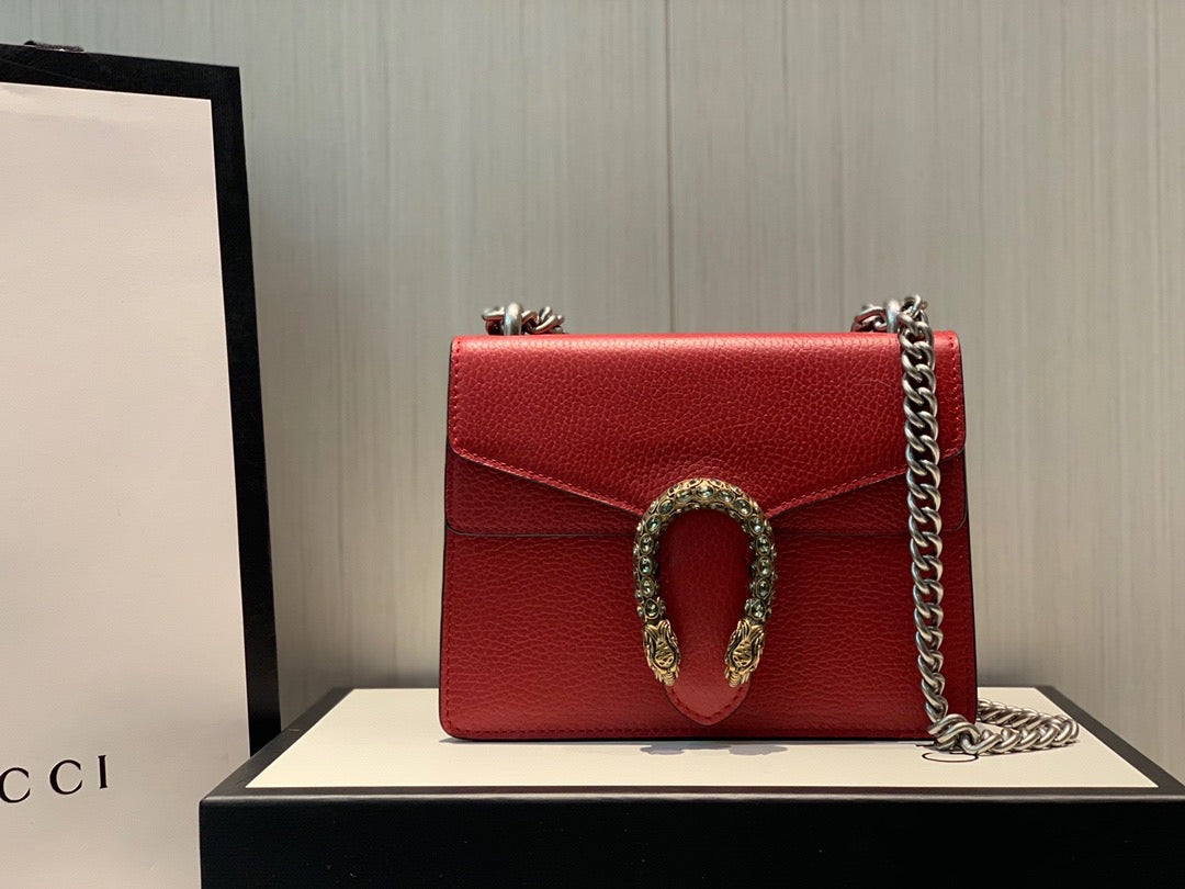 [TOP] GUCCI G*G Dionysus Stones Logo Bag Small 28cm - Red