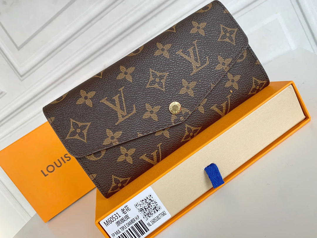 [TOP] Louis Vuitton LV L*V Monogram Sarah Wallet - Brown