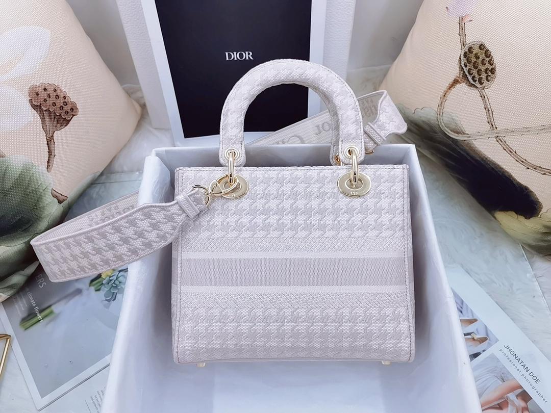 [Top] Christian Dior Lady Christian Dior Bag D-Lite Houndstooth - Rose Powder