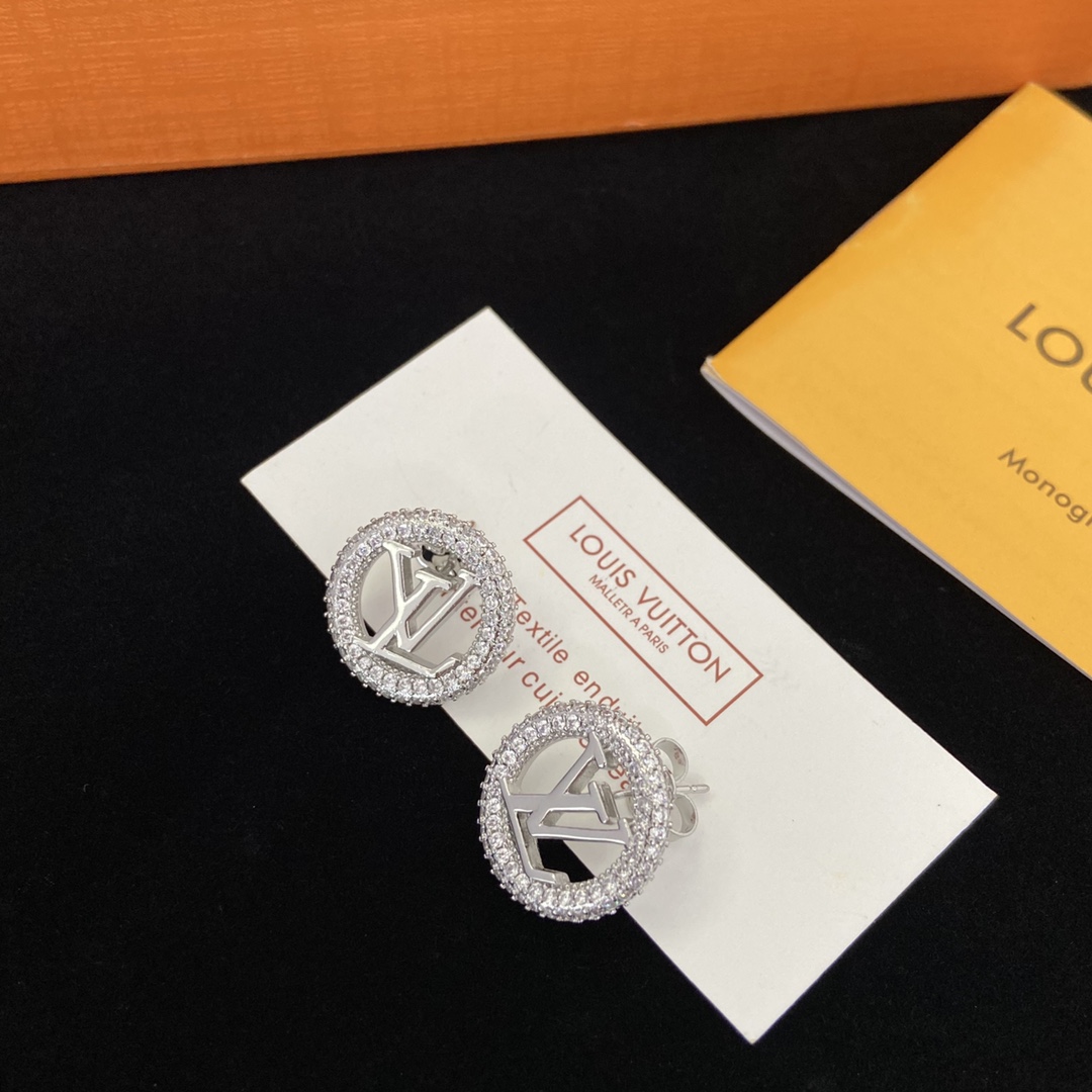 [TOP] Louis Vuitton LV LV Necklace Earrings Set - Silver