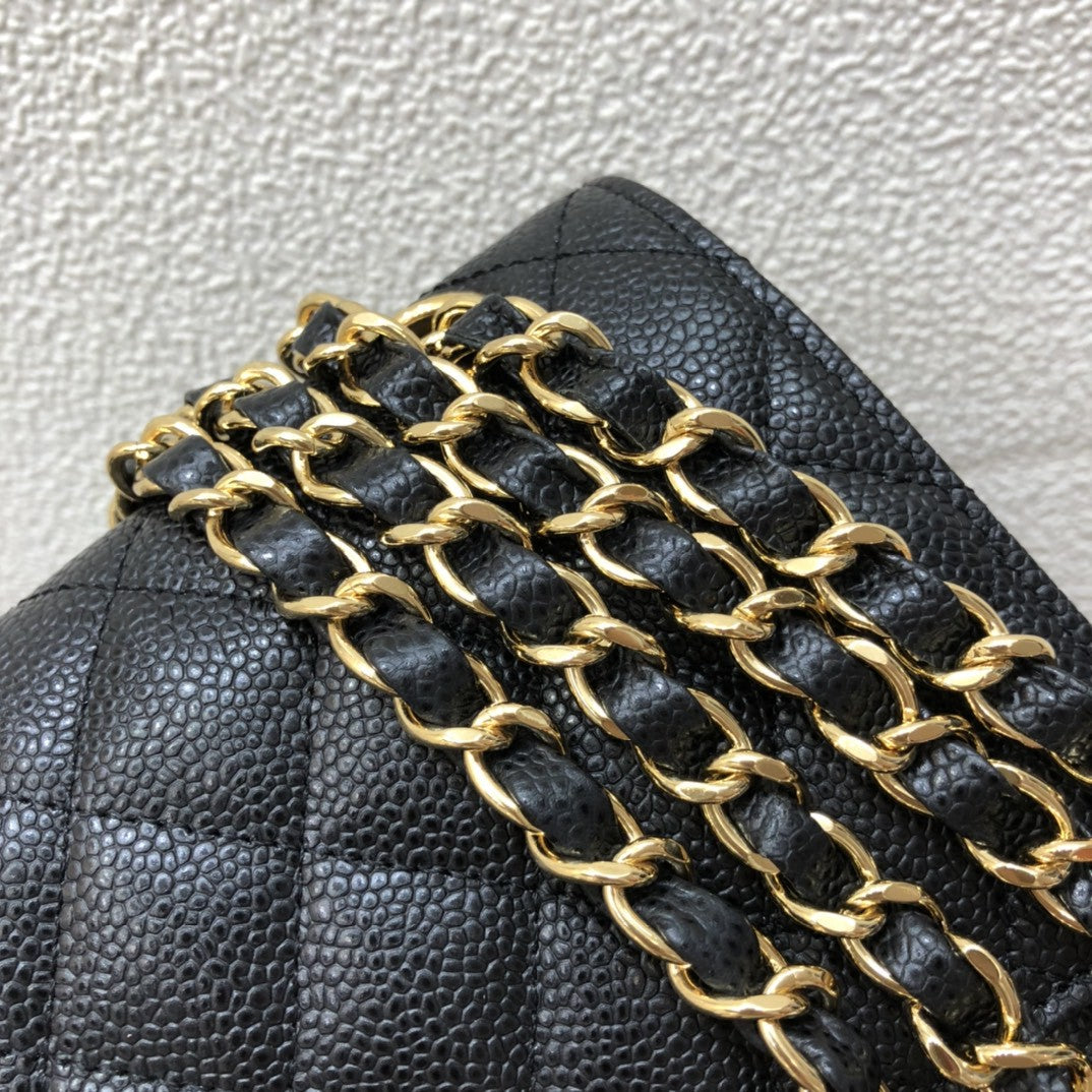 [TOP] CHANEL Classic Flap Bag Caviar Medium 25.5cm – Black & GHW