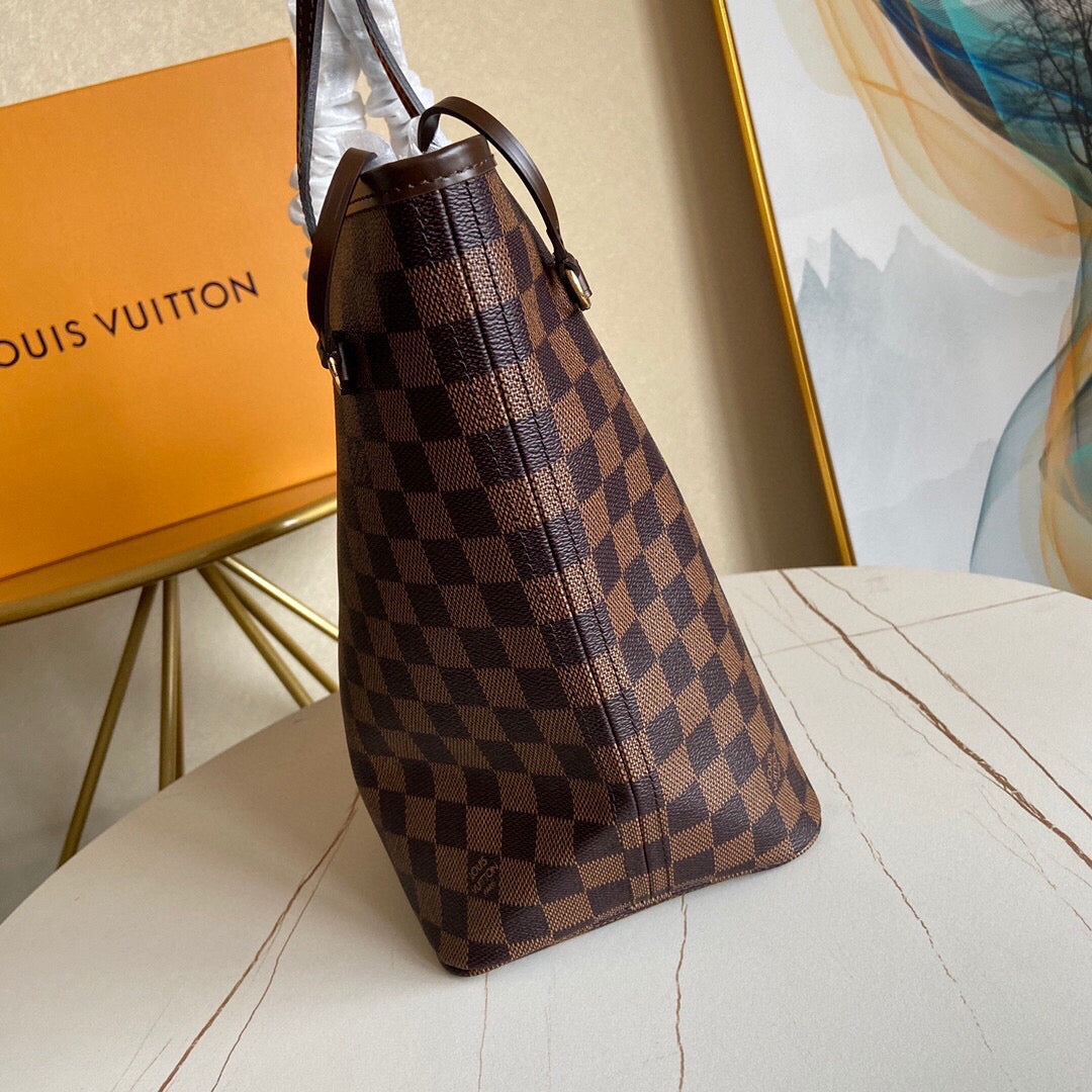 [TOP] Louis Vuitton LV LV Neverfull MM Damier Ebene 32x17x28cm  - Red