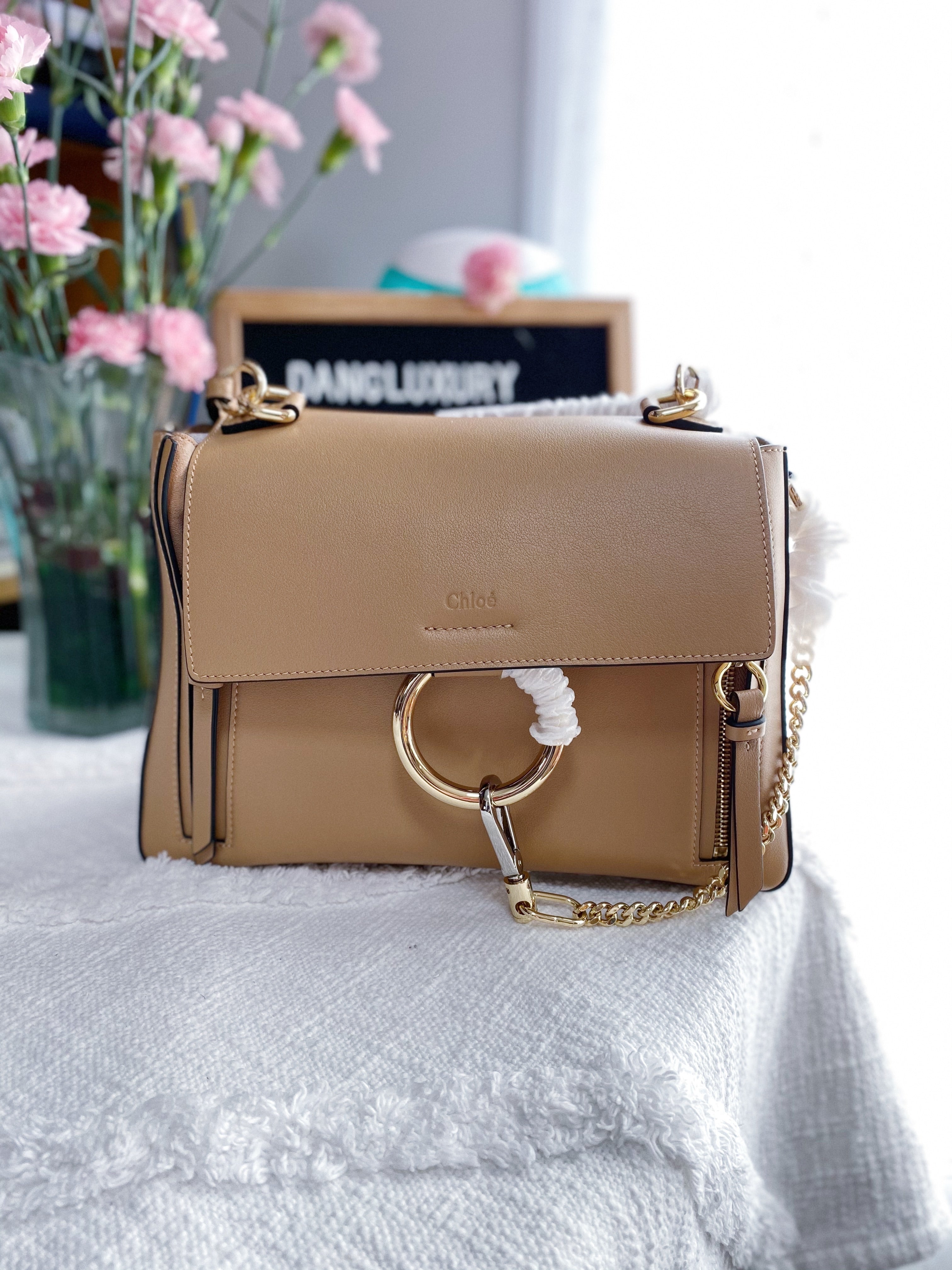 [TOP] Chloe Small Faye Leather Satchel - BEIGE