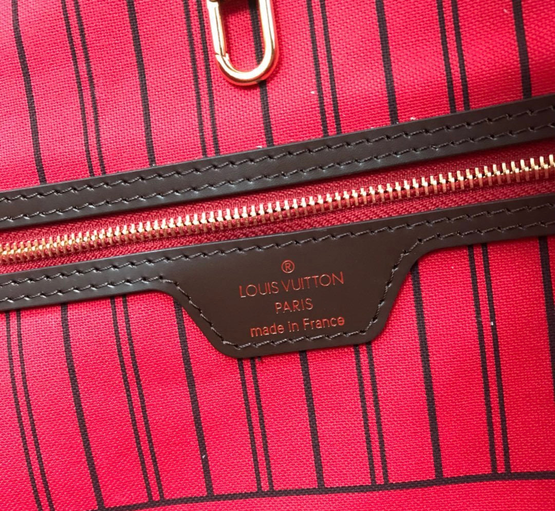 [TOP] Louis Vuitton LV LV Damier Ebene Neverfull GM - Red