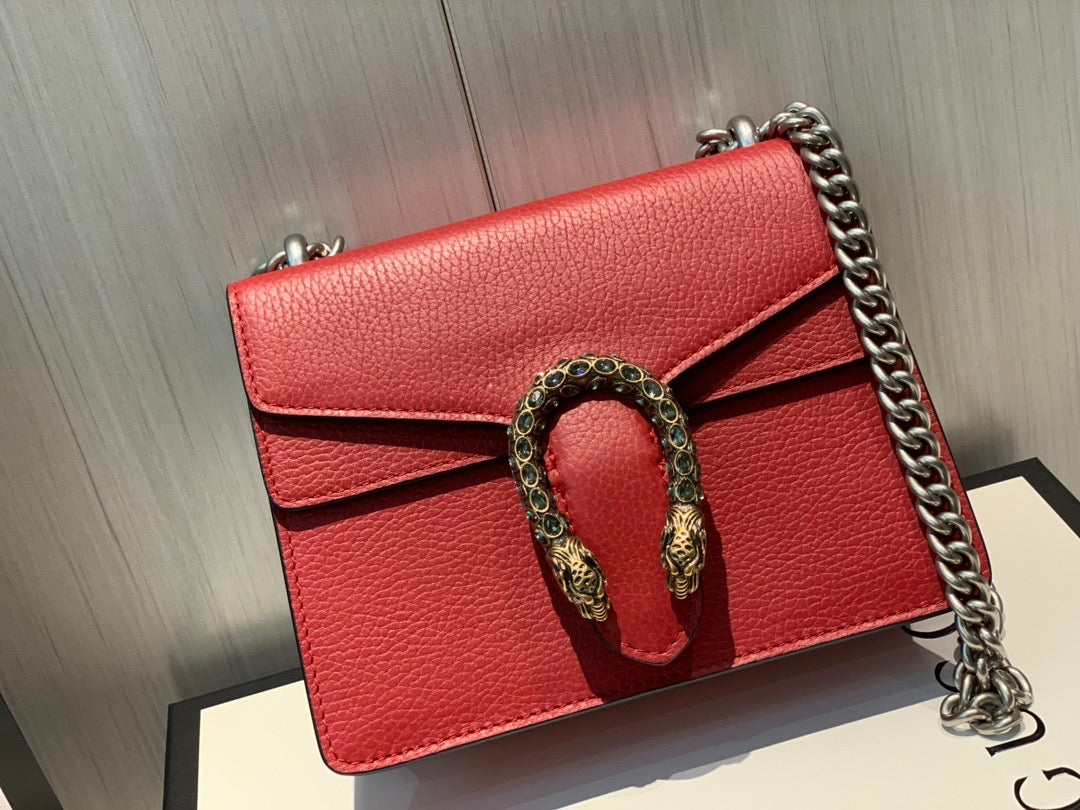 [TOP] GUCCI G*G Dionysus Stones Logo Bag Small 28cm - Red