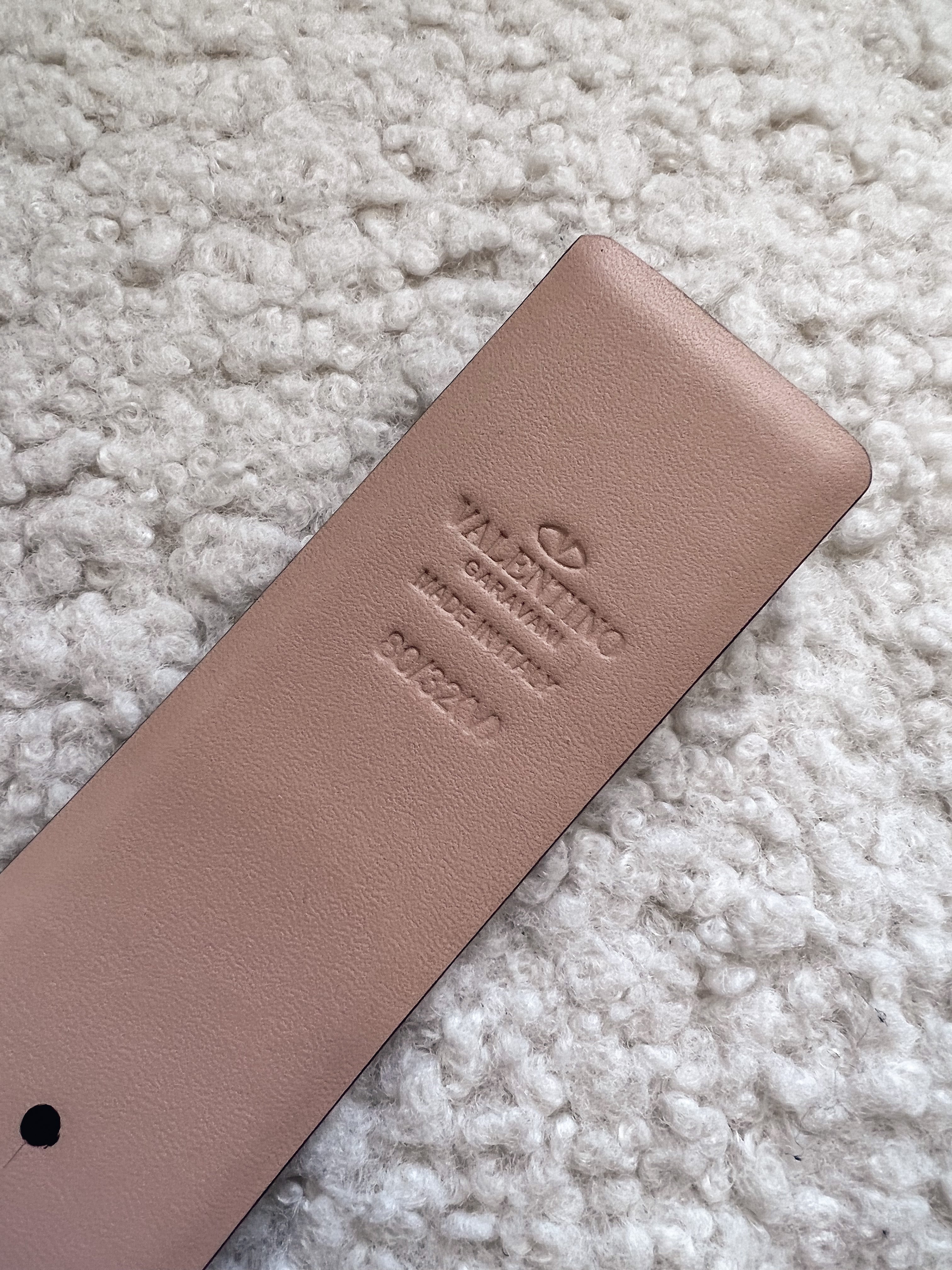 [TOP] VALENTINO  VLOGO Reversible Jewel Belt - Pink/Tan