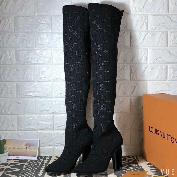 [TOP] Louis Vuitton LV LV Tight High Knitted Sock Boots