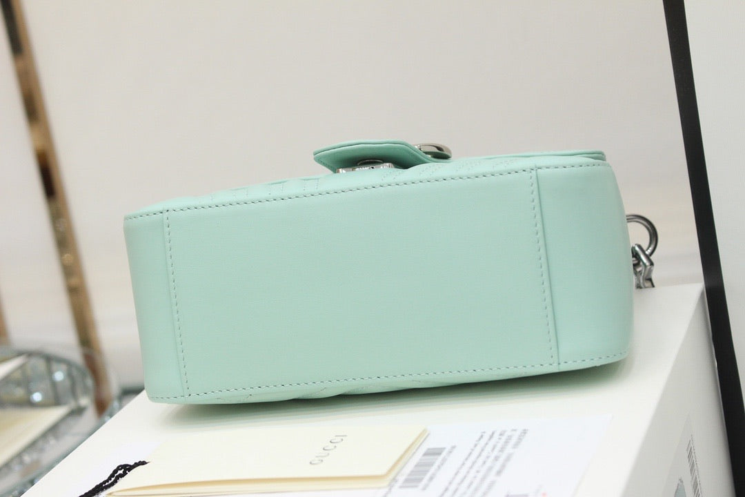 [TOP] GUCCI GG Marmont Bag Top Handle 27*13.5*10 - Baby Blue