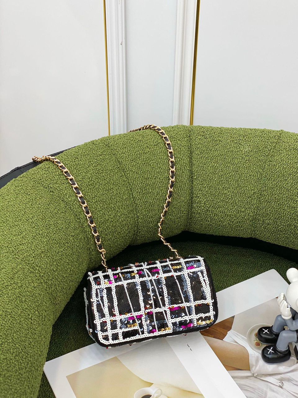 [TOP] CHANEL Classic Flap Bag Sequins Mini 20cm - Black