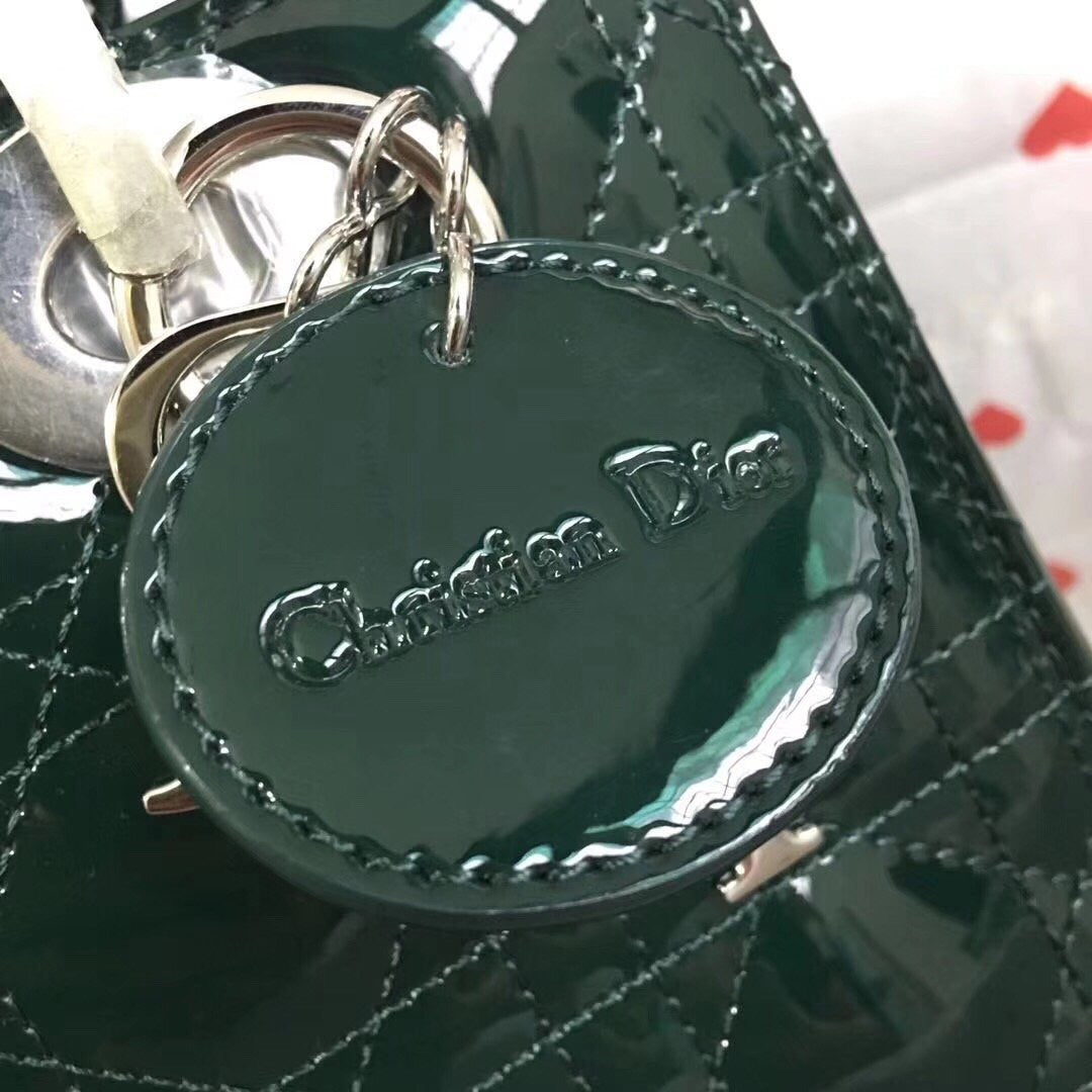 [TOP] Christian Dior Lady Christian Dior Bag Patent Cannage Medium - Dark Green SHW