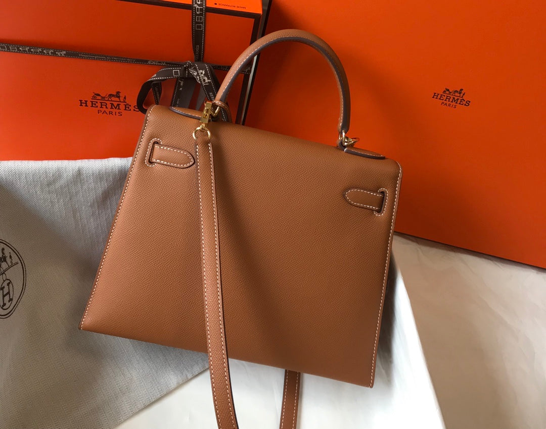 [TOP] HERMES  Kelly Epsom Leather 25cm - Brown & GHW