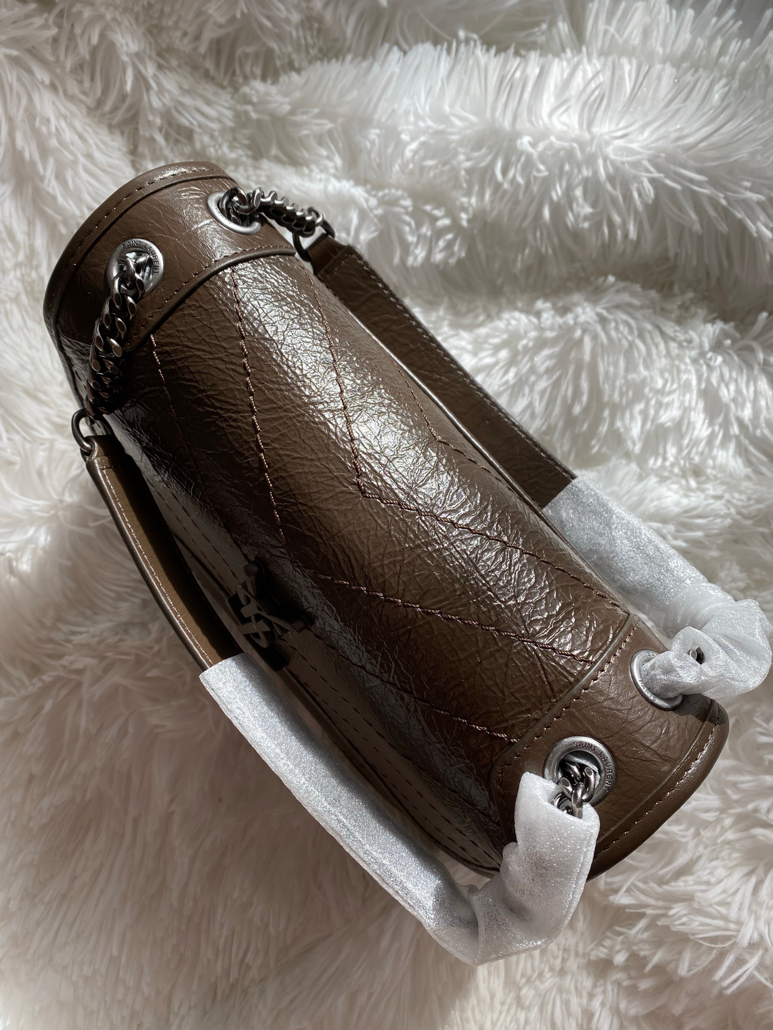 [TOP] Yves Saint Laurent YSL Nikki Small Bag Wrinkle Leather - Dark Green