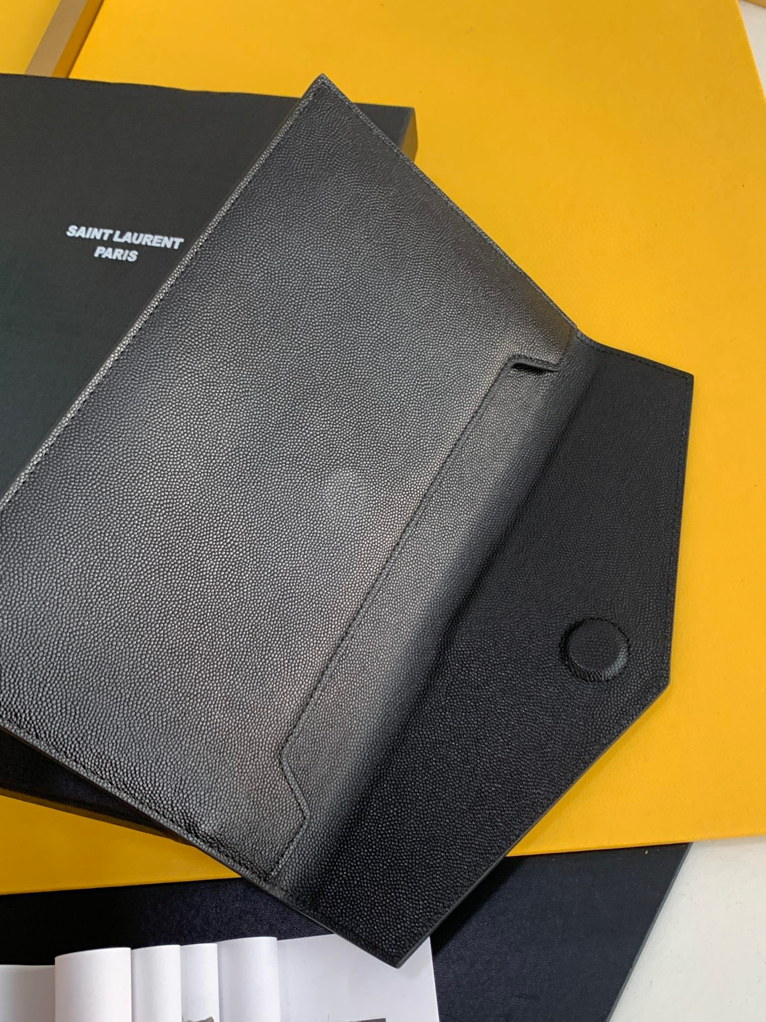 [TOP] Yves Saint Laurent YSL UPTOWN Pouch In Grain Leather- Black