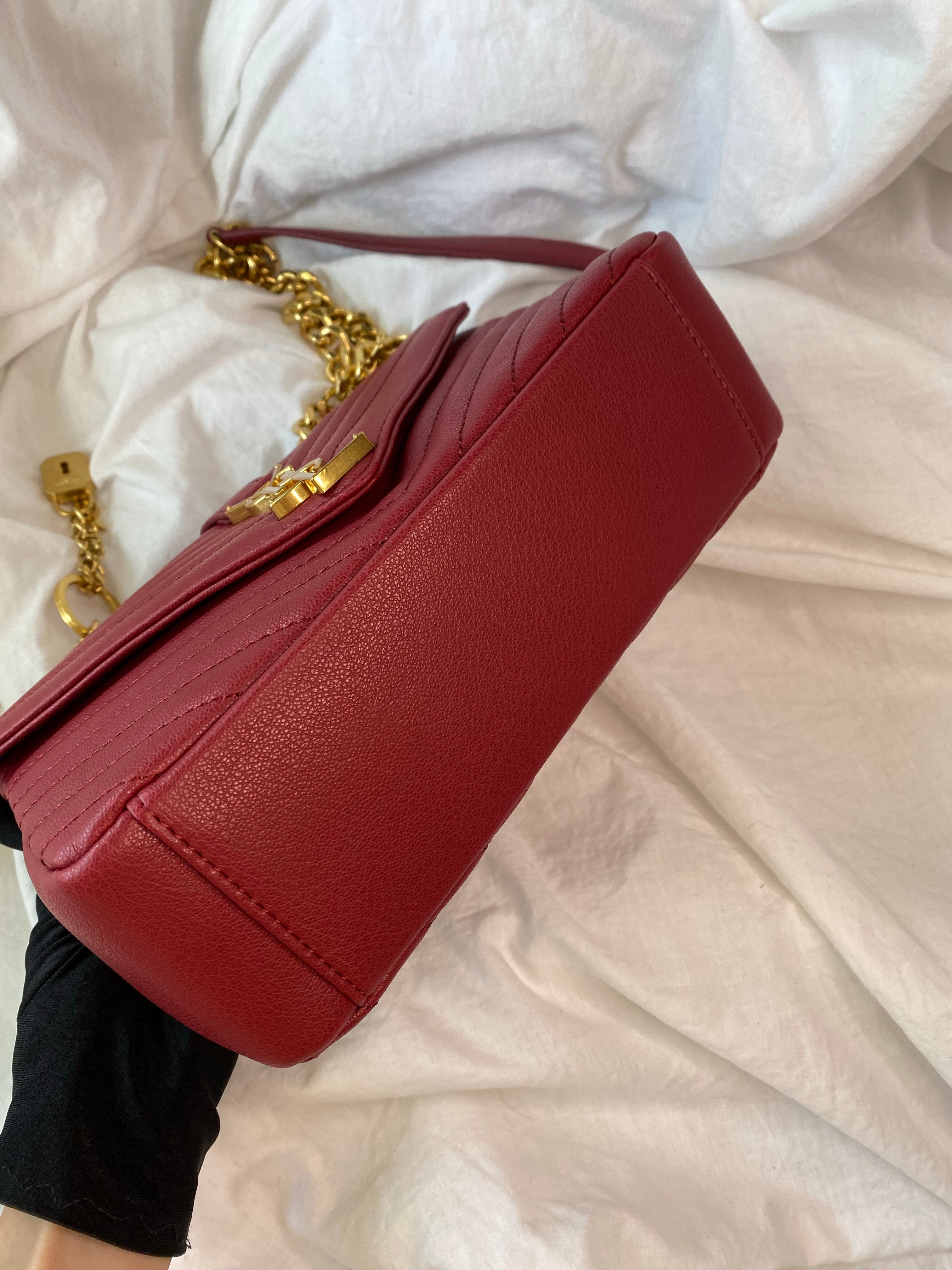 [TOP] Yves Saint Laurent YSL College Medium Bag - Red with GHW