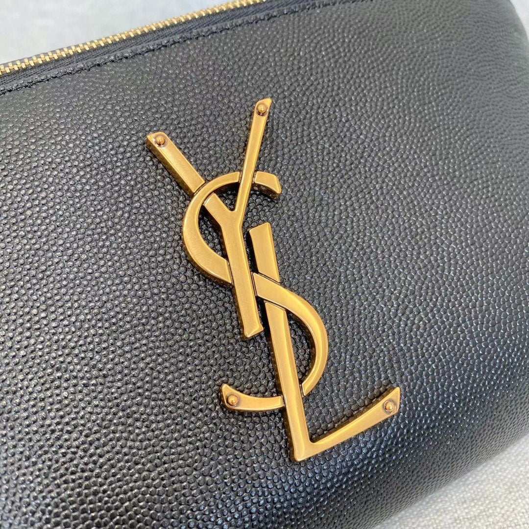 [TOP] Yves Saint Laurent YSL Monogram Belt Bag Caviar Skin - Black w GHW