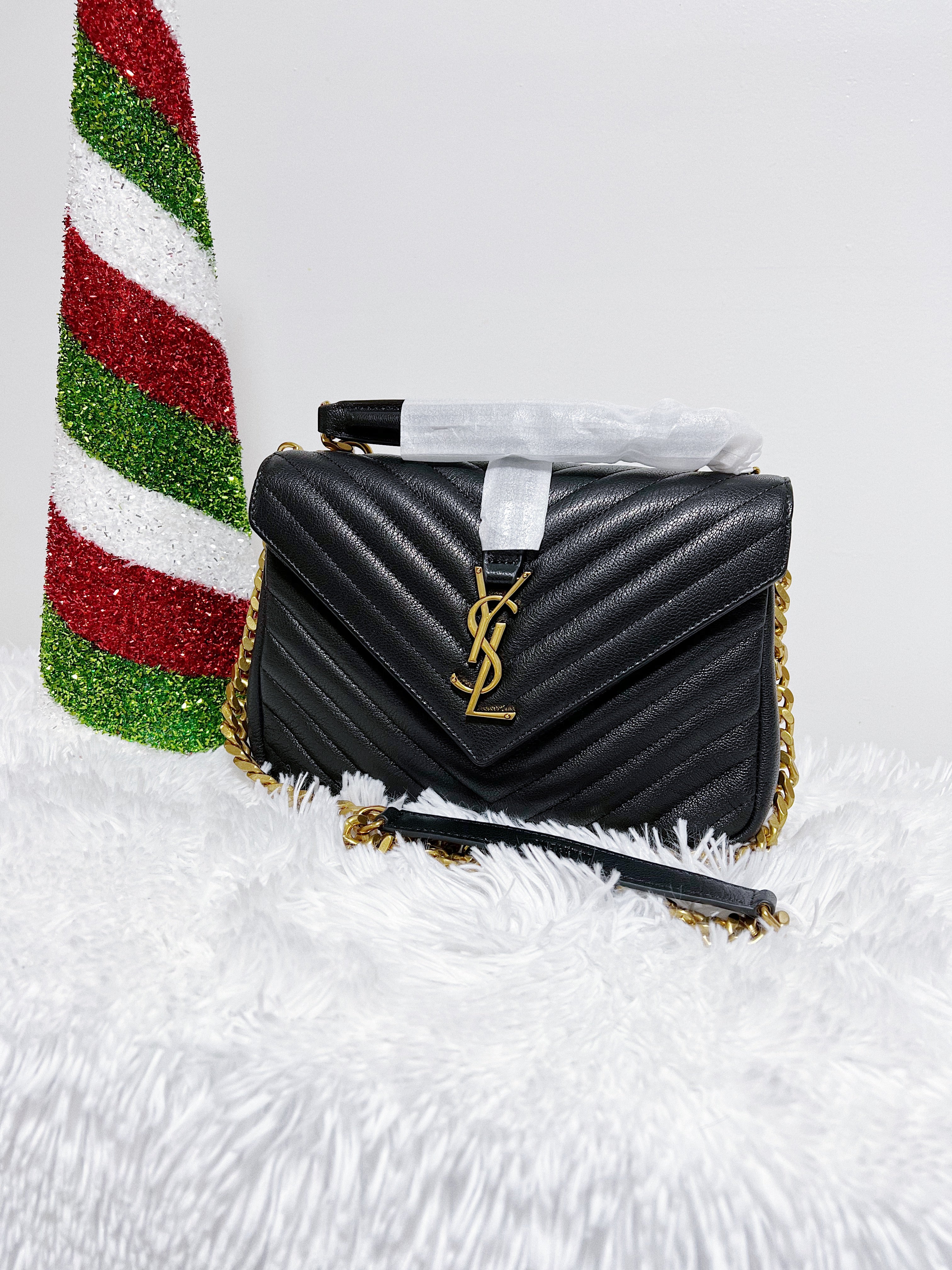 [TOP] Yves Saint Laurent YSL College Small Bag - Black w GHW