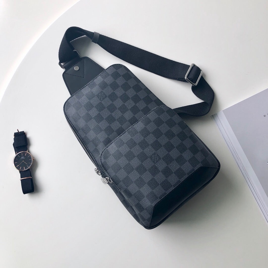 [TOP] Louis Vuitton LV Avenue Damier Ebene Sling Backpack 20x31x10cm- Black
