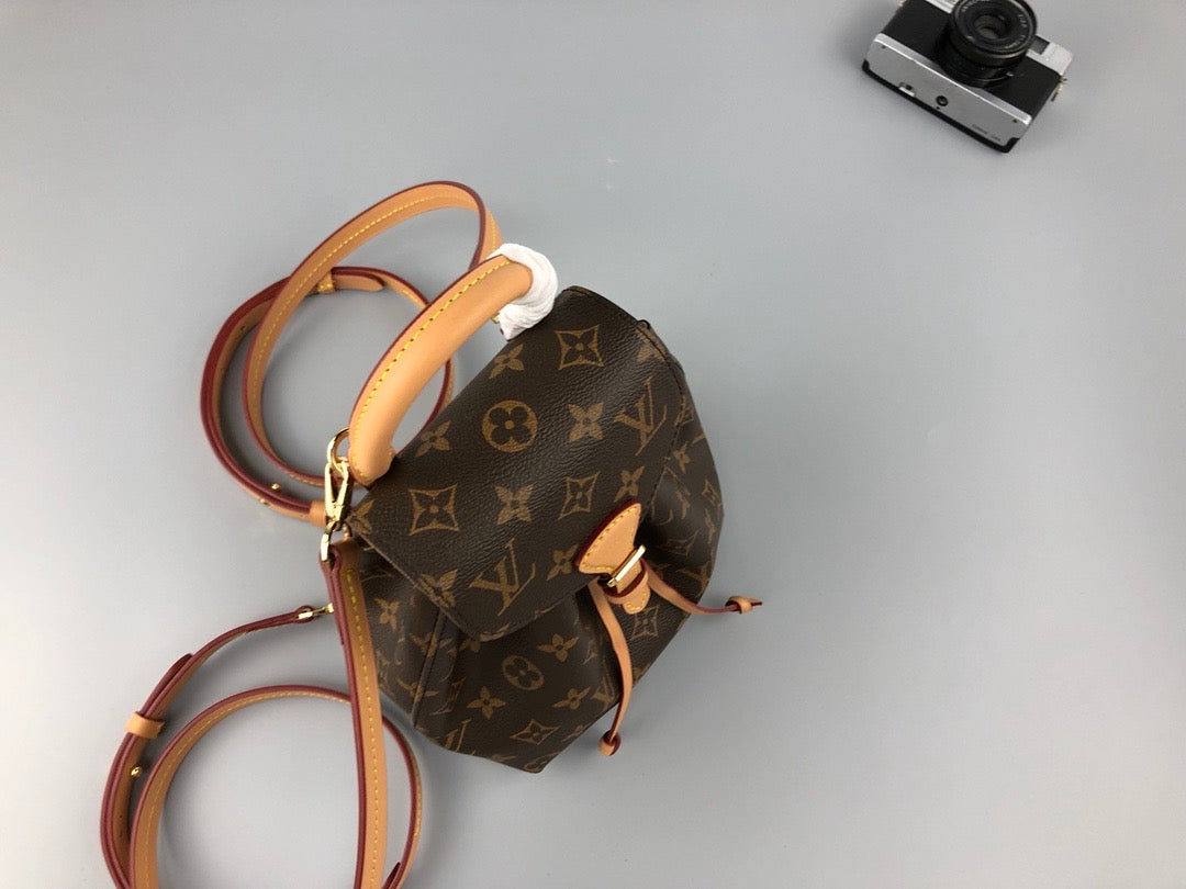 [TOP] Louis Vuitton LV Montsouris Mini BB Monogram Backpack 17×20×10.5CM- Natural
