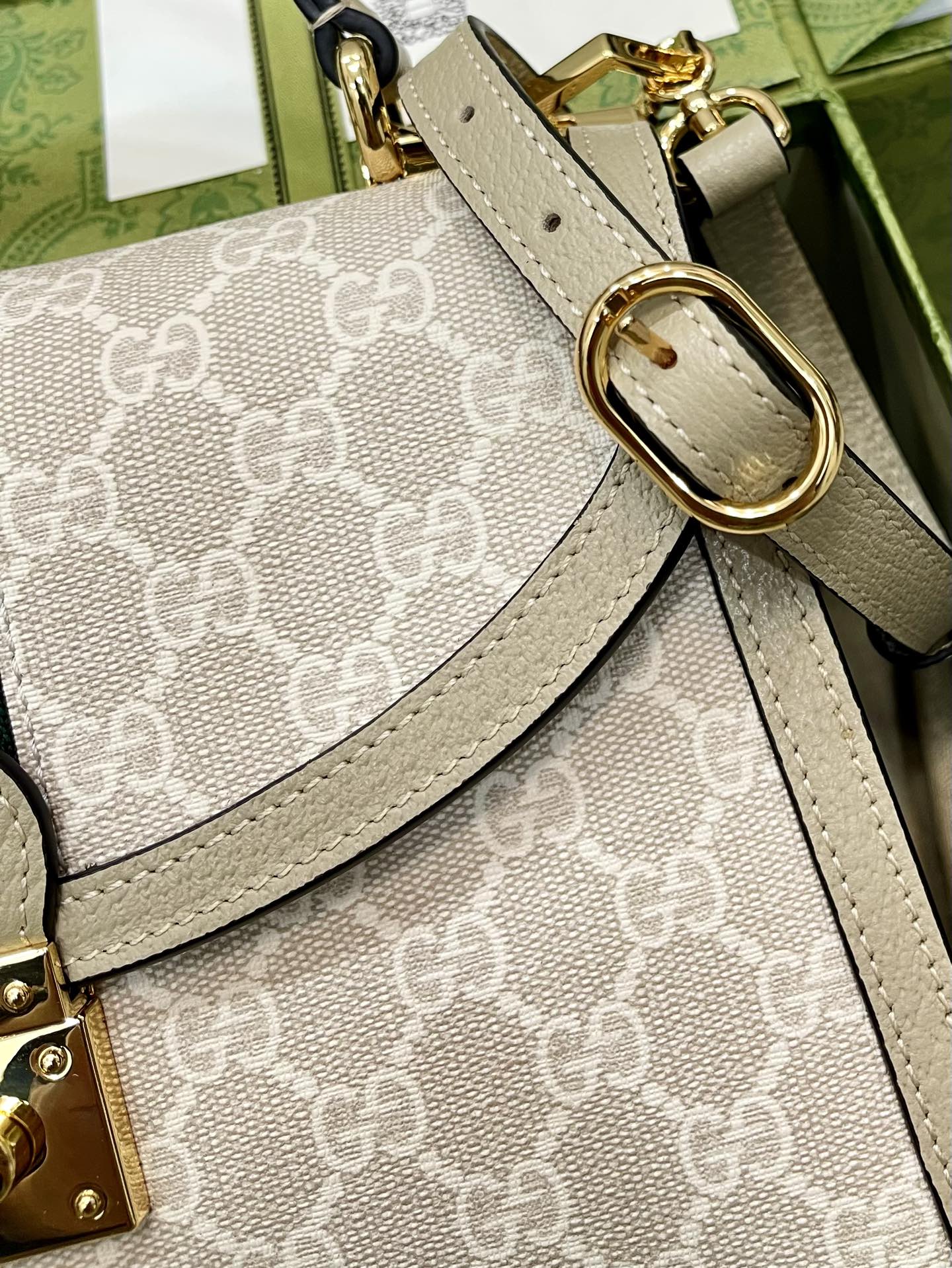 [TOP] GUCCI G*G Ophidia Small Top Handle Bag - Beige