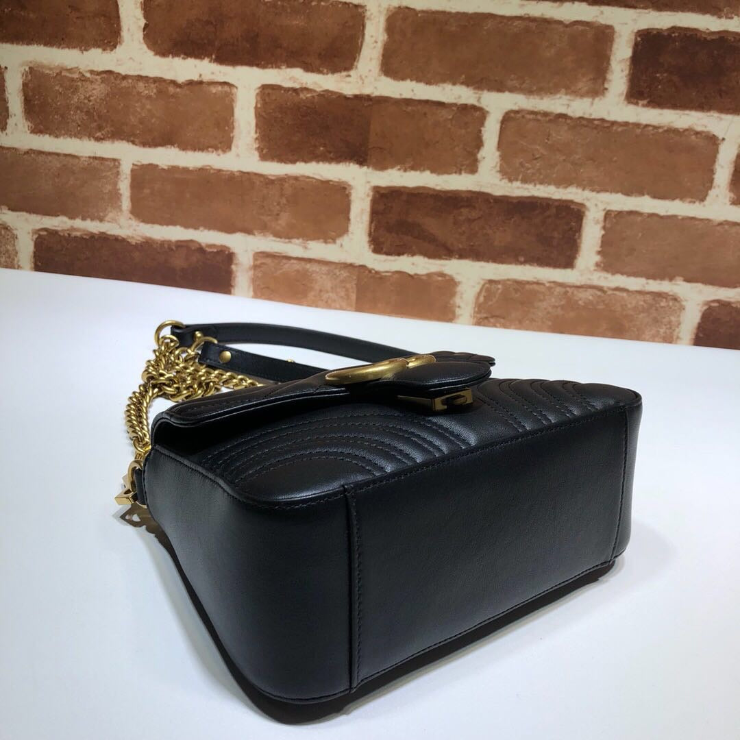 [TOP] GUCCI  Marmont Bag Top Handle Small 27*13.5*10 - BLACK