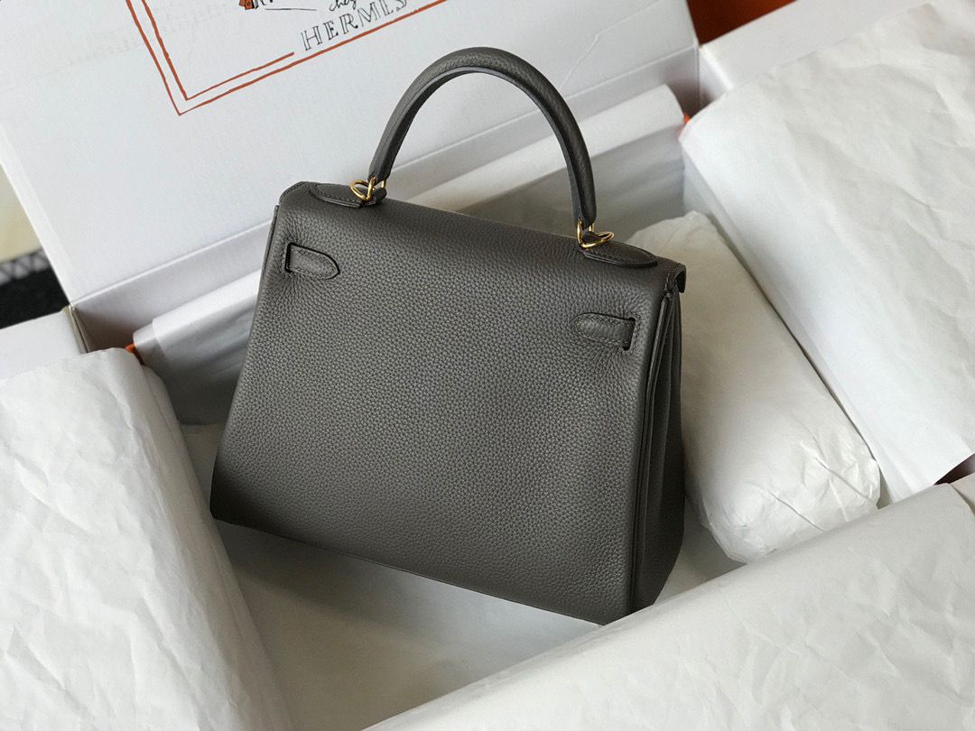 [TOP] HERMES Togo Kelly 28CM - Dark Grey & GHW