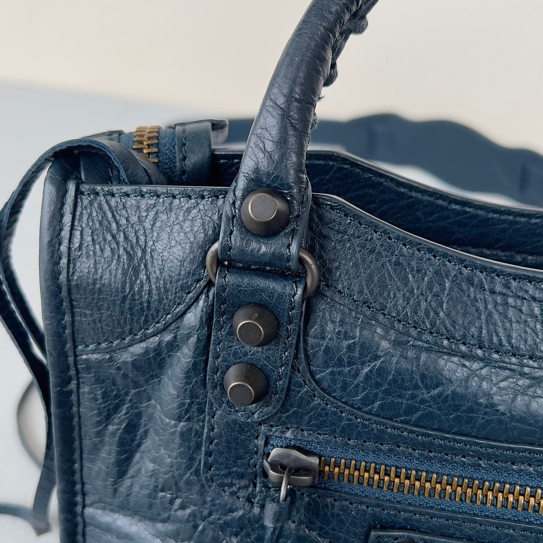 [TOP] BALENCIAGA Classic Small City Bag - Blue Petrol