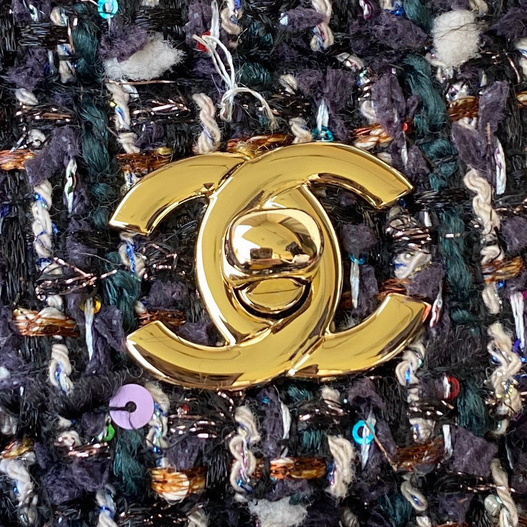 [TOP] CHANEL Classic Flap Bag Tweed Medium 25.5cm - Multicolour & GHW