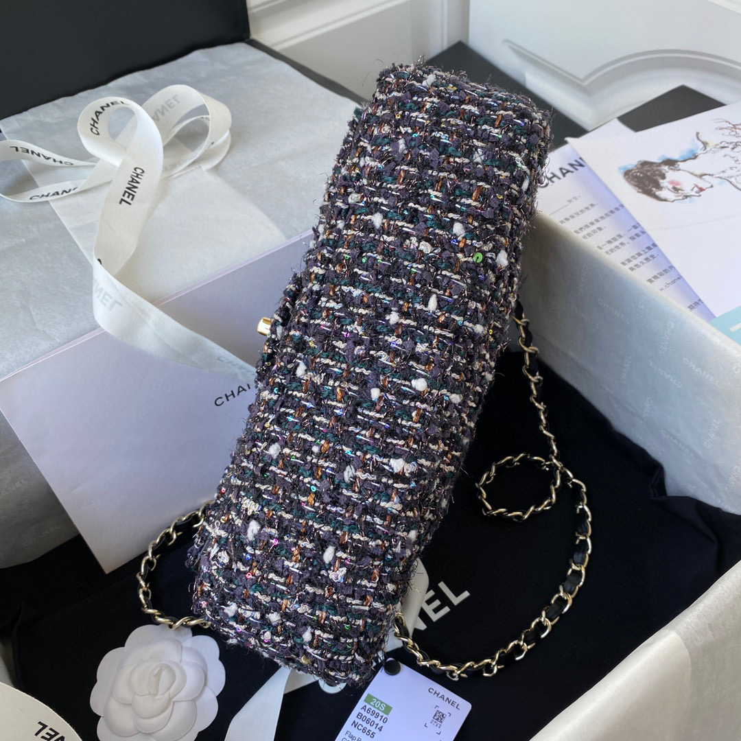 [TOP] CHANEL Classic Flap Bag Tweed Medium 25.5cm - Multicolour & GHW
