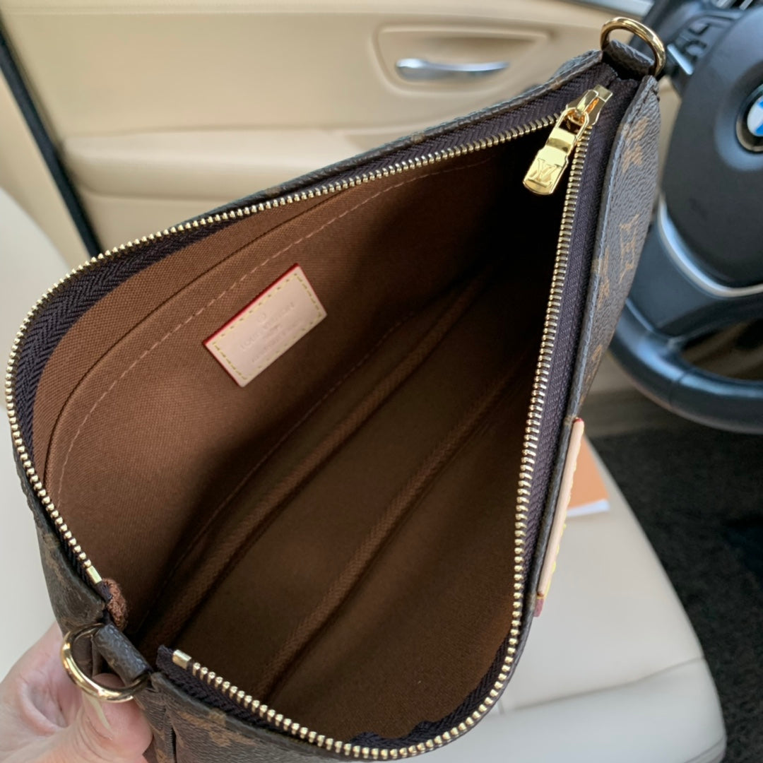 [TOP] Louis Vuitton LV Multi Pochette Monogram 21X12X3cm- Pink Strap