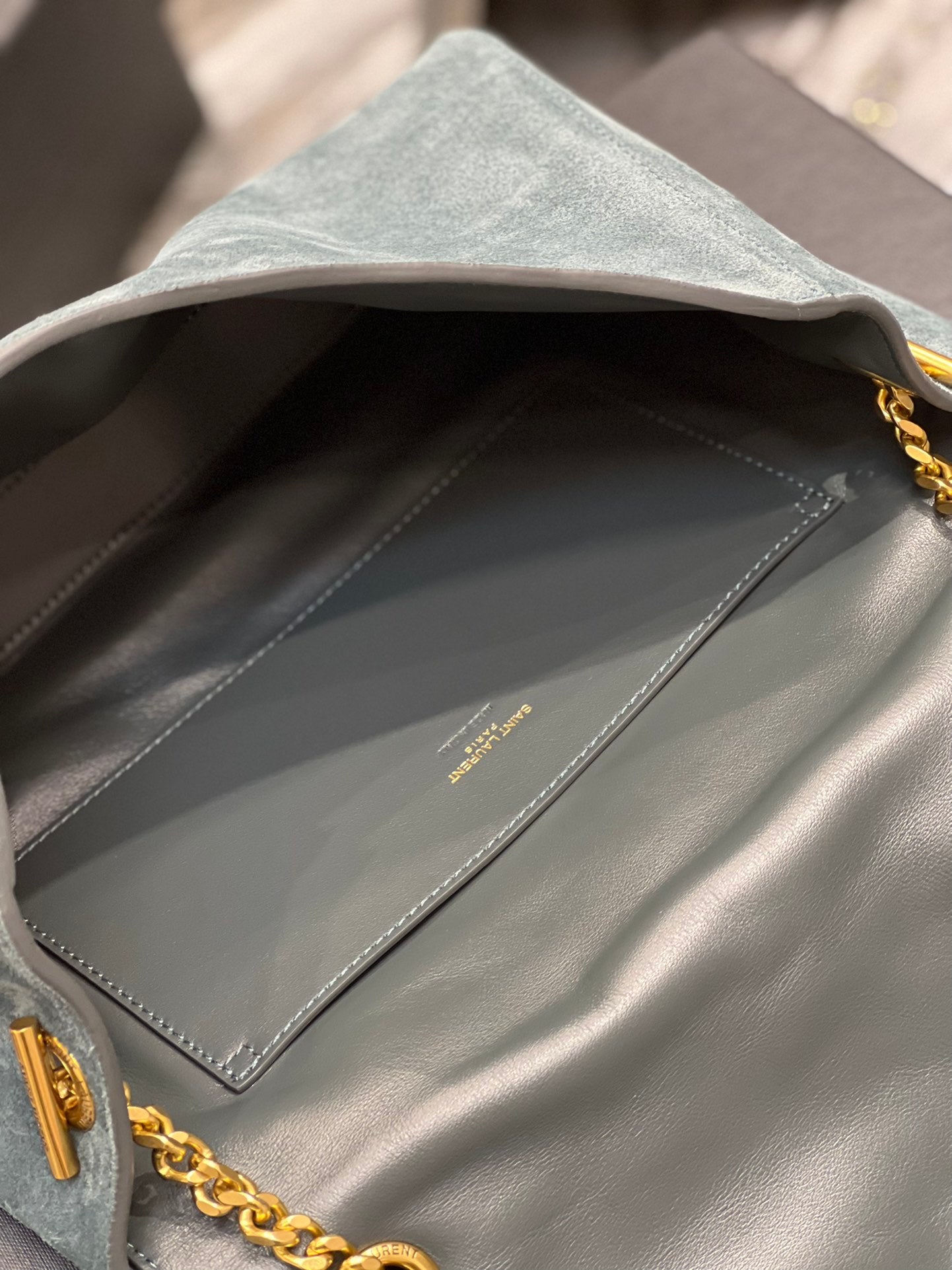 [TOP] Yves Saint Laurent YSL Kate Reversible Suede Bag - Deep Green