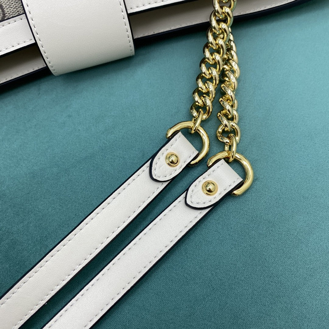 [TOP] GUCCI G*G Padlock Chain Small Tote  - White