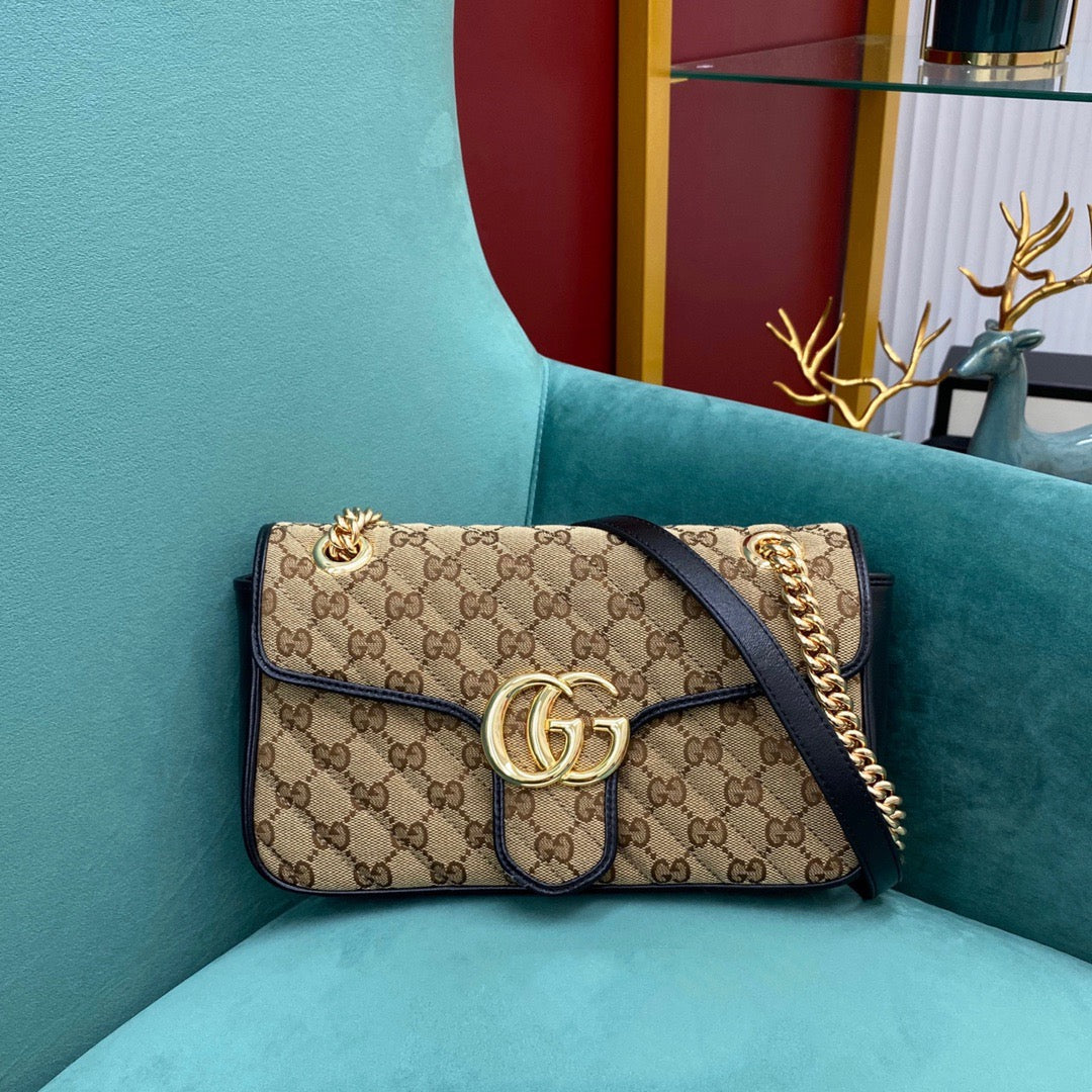[TOP] GUCCI GG Marmont Bag Matelasse Canvas Small 26cm - Black
