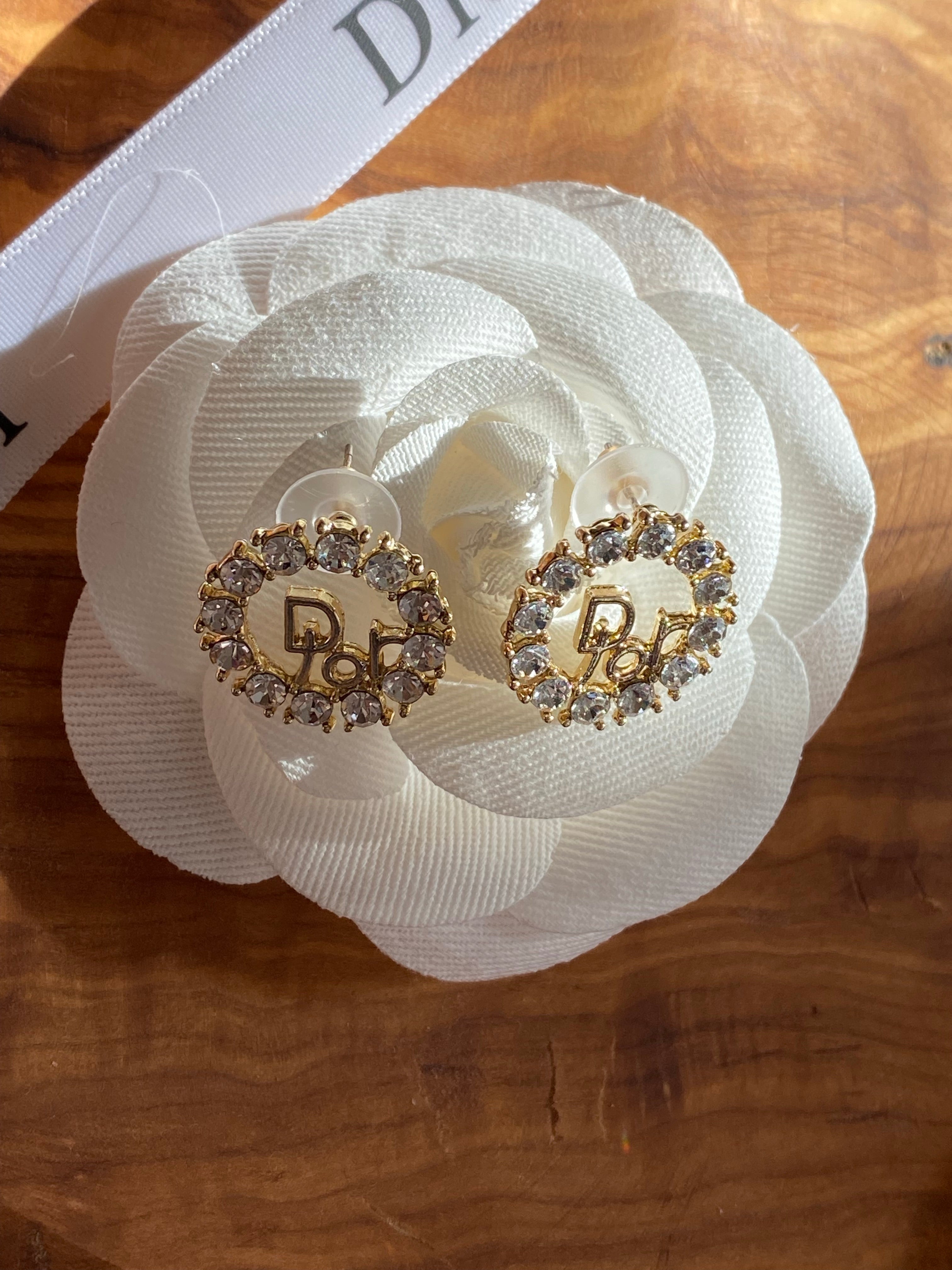 [Top] Christian Dior Round Stones Earrings