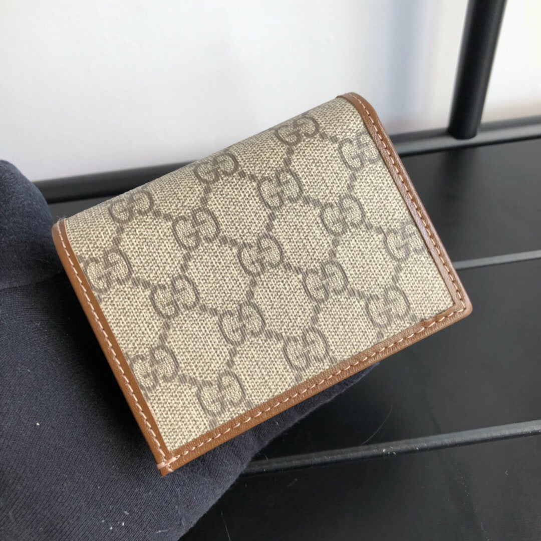 [TOP] GUCCI G*G Horsebit Compact Folding Wallet - Brown