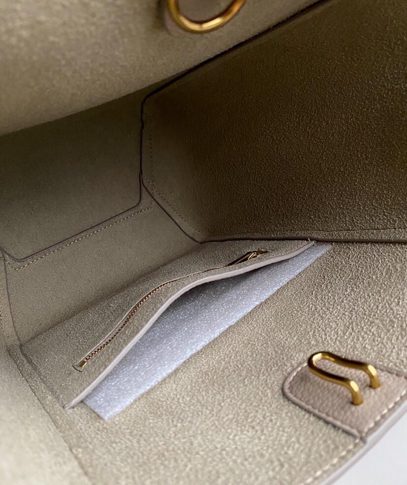 [TOP] CELINE Sangle Small Grainy Bucket Bag - Taupe