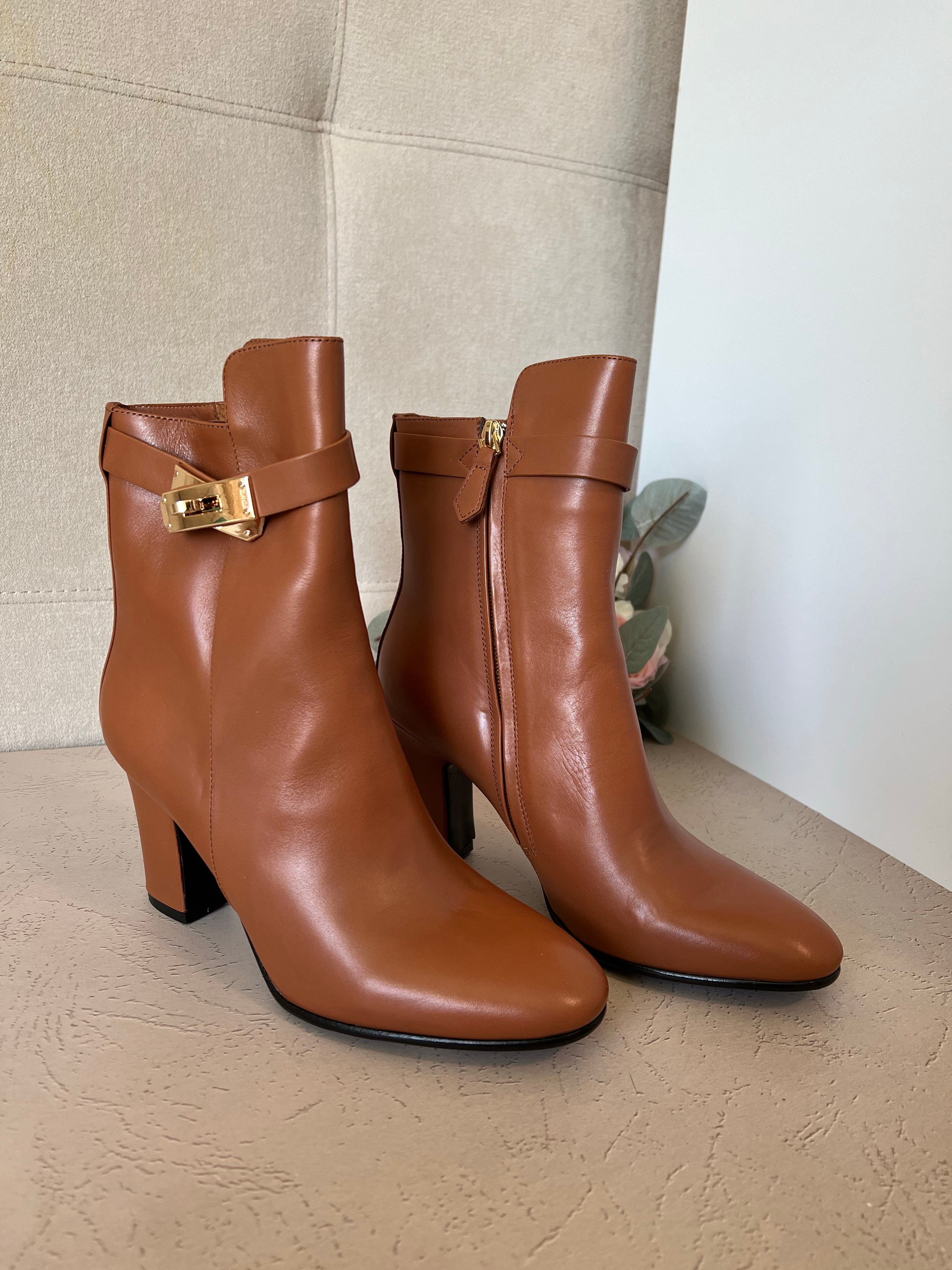 [TOP] HERMES Joueuse Ankle Boots - Brown